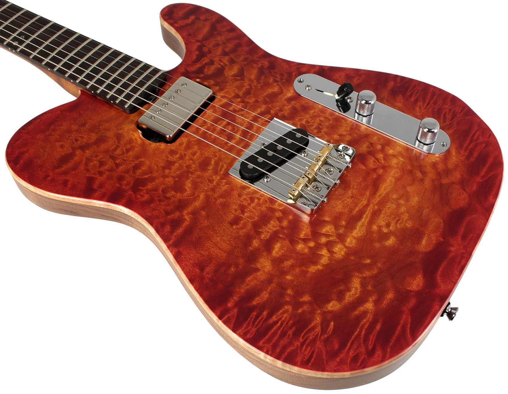 American Exotic Guitars TX-HS, Quilt Maple, Walnut, Fireburst - Image 4