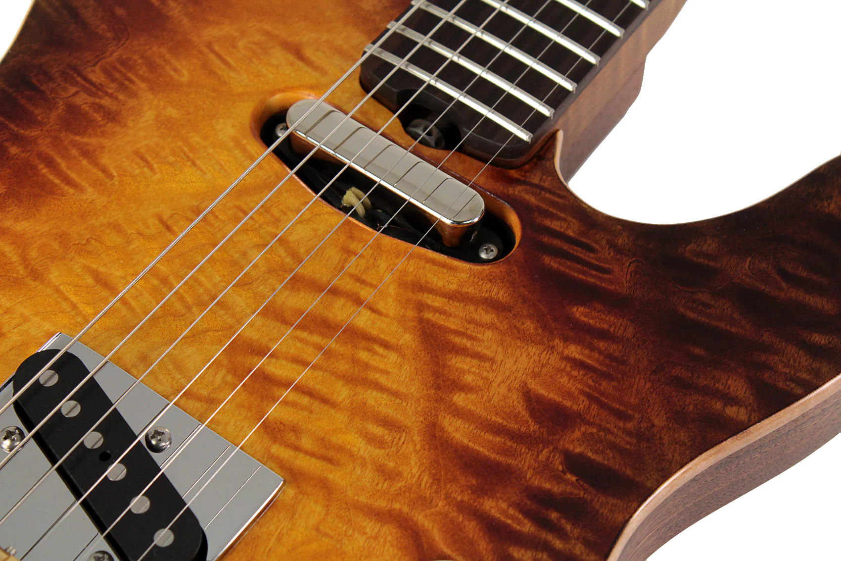 American Exotic Guitars TX-SS, Quilt Maple, Walnut, 3-Tone Burst - Image 6