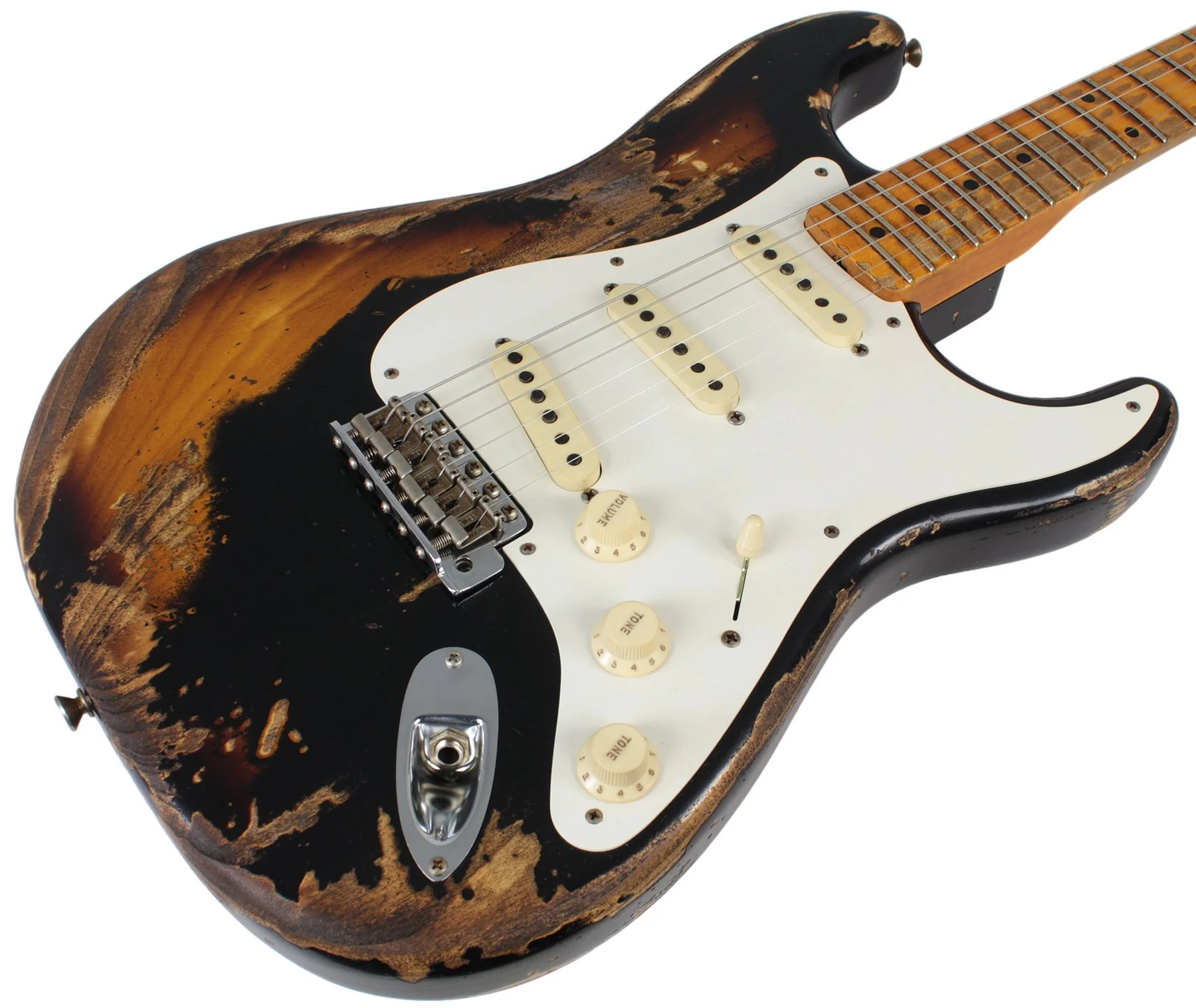 Fender Custom Shop 57 Heavy Relic Strat Limited Guitar, Black o/ 2TS - Image 2