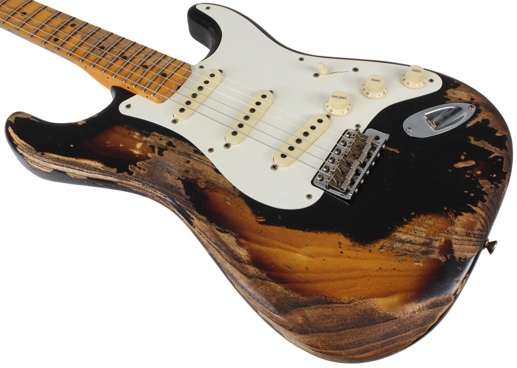 Fender Custom Shop 57 Heavy Relic Strat Limited Guitar, Black o/ 2TS - Image 6