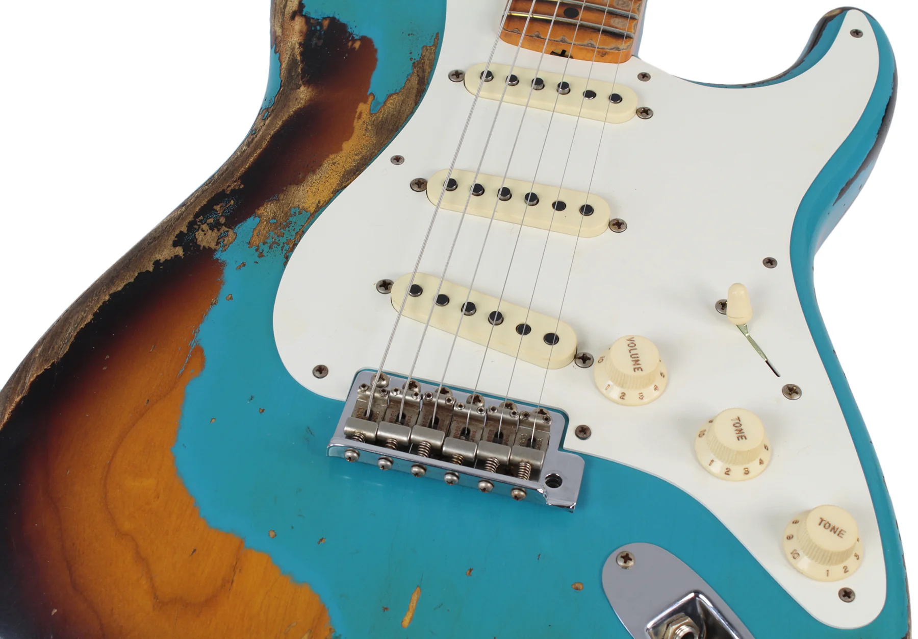 Fender Custom Shop 57 Heavy Relic Strat Limited Guitar, Taos Turquoise o/ 2TS - Image 6