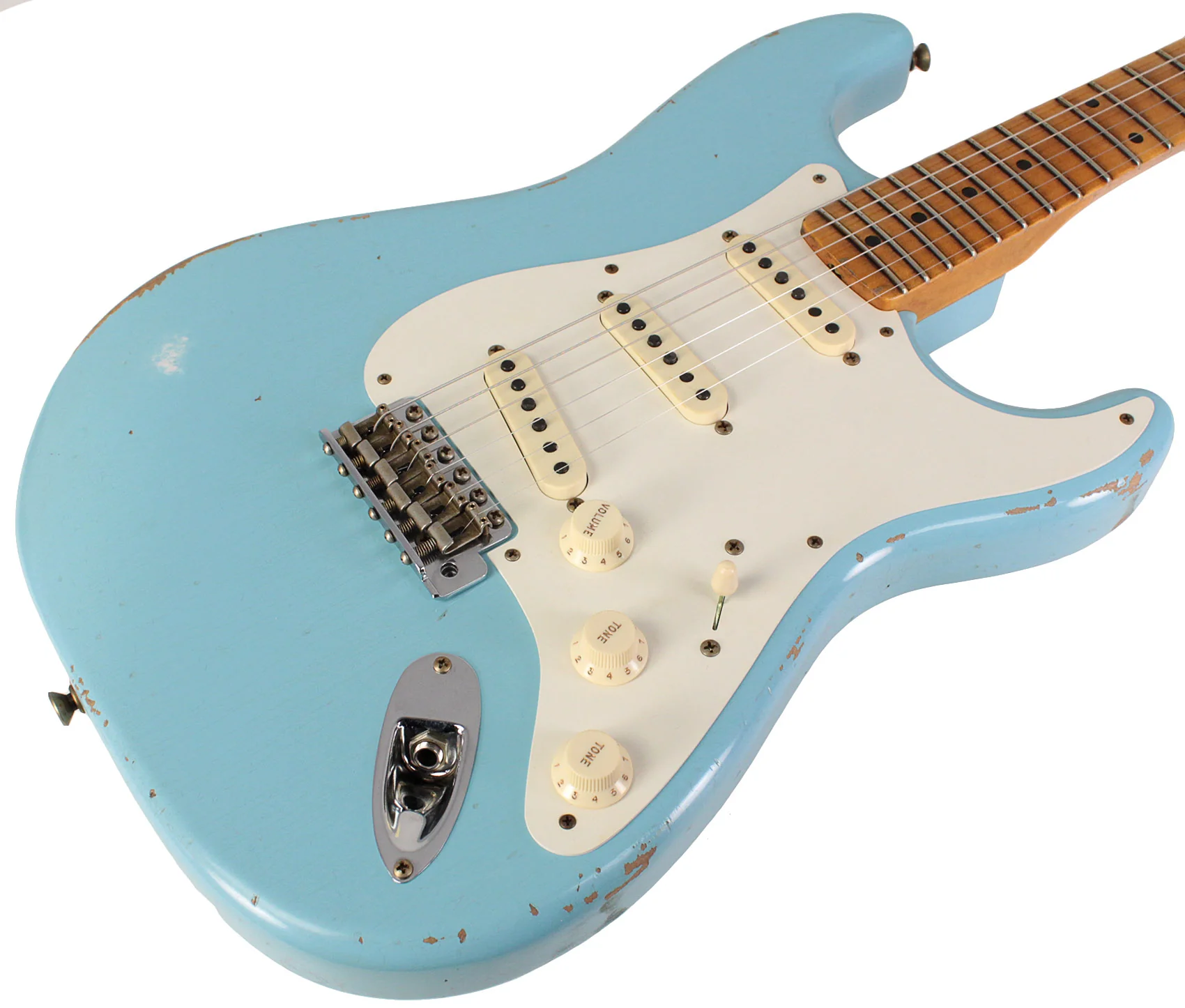 Fender Custom Shop 1957 Stratocaster Relic Guitar, Faded Aged Daphne Blue - Image 2