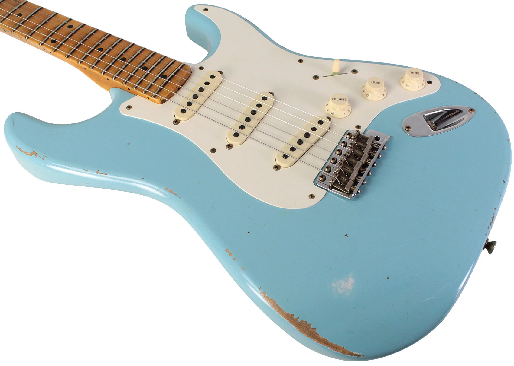 Fender Custom Shop 1957 Stratocaster Relic Guitar, Faded Aged Daphne Blue - Image 4