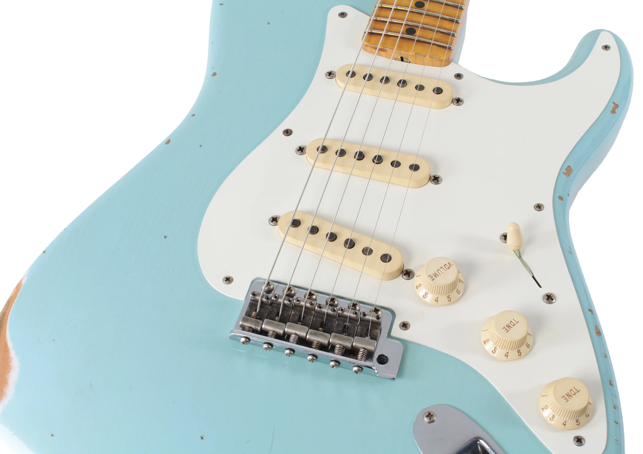 Fender Custom Shop 58 Relic Strat Guitar, Super Faded Daphnie Blue - Image 6