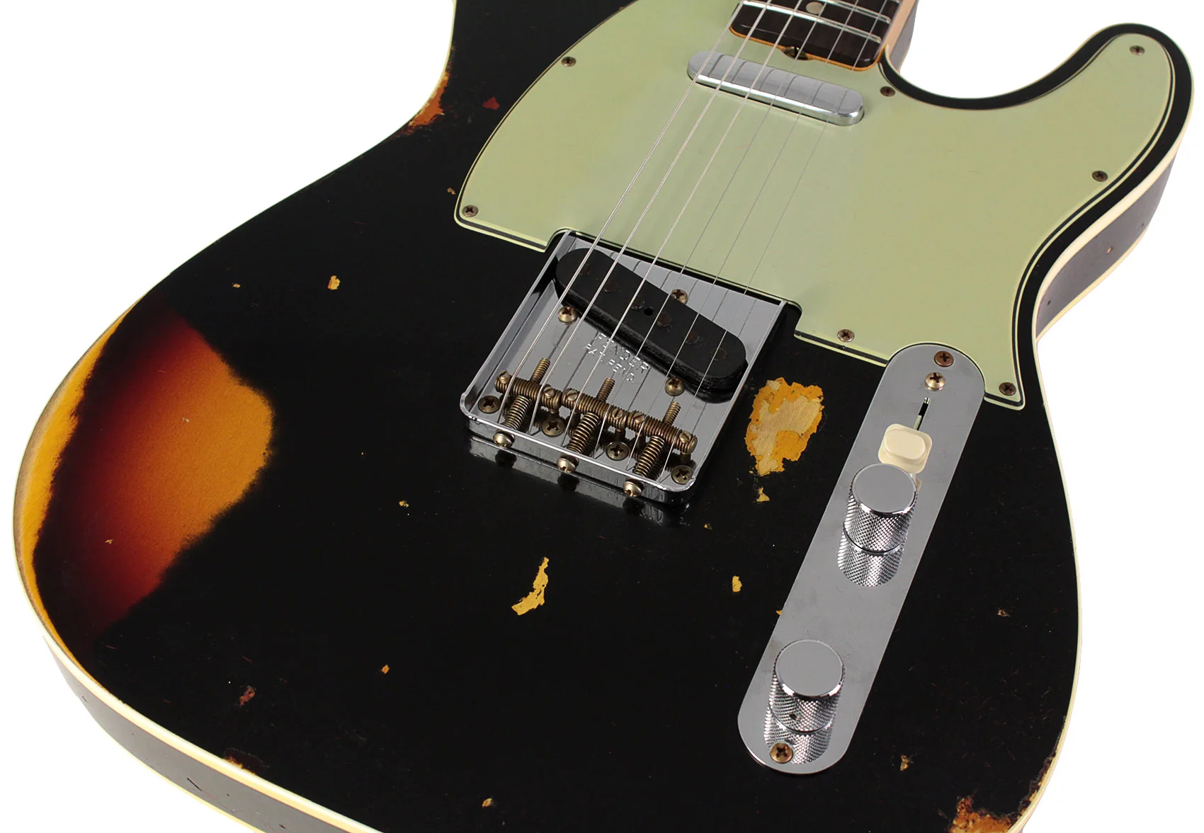Fender Custom Shop 1960 Tele Custom Heavy Relic Guitar, Aged Black over Chocolate 3 Color Sunburst - Image 3