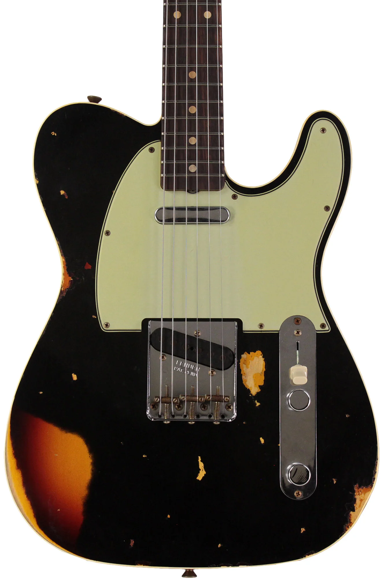 Fender Custom Shop 1960 Tele Custom Heavy Relic Guitar, Aged Black over Chocolate 3 Color Sunburst - Image 5