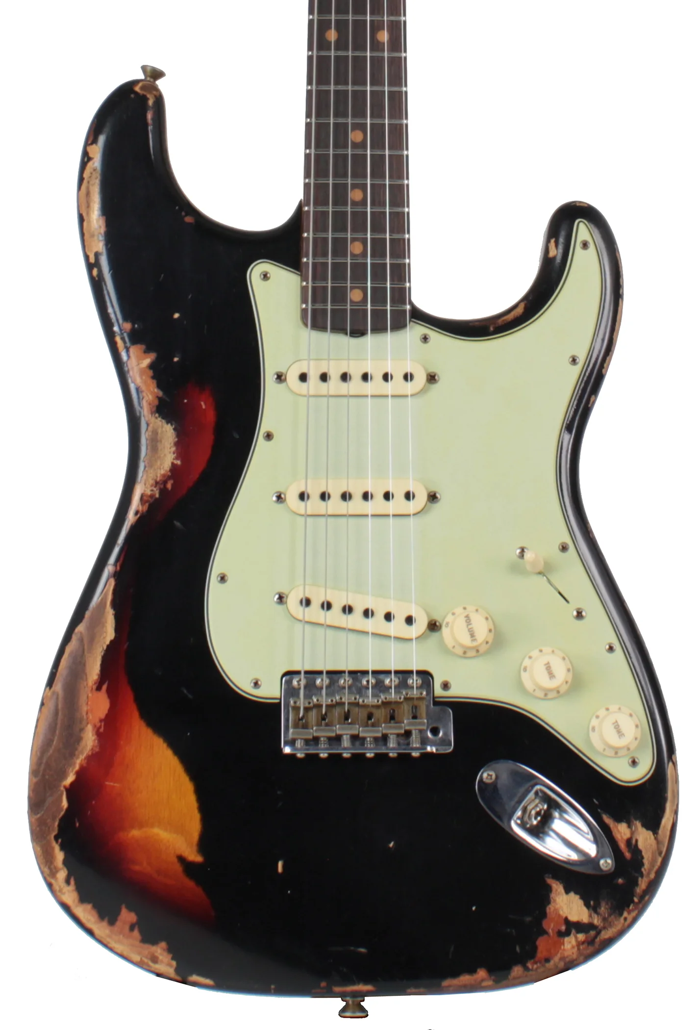 Fender Custom Shop 62 Heavy Relic Strat Guitar, Black o/ 3TS - Image 3