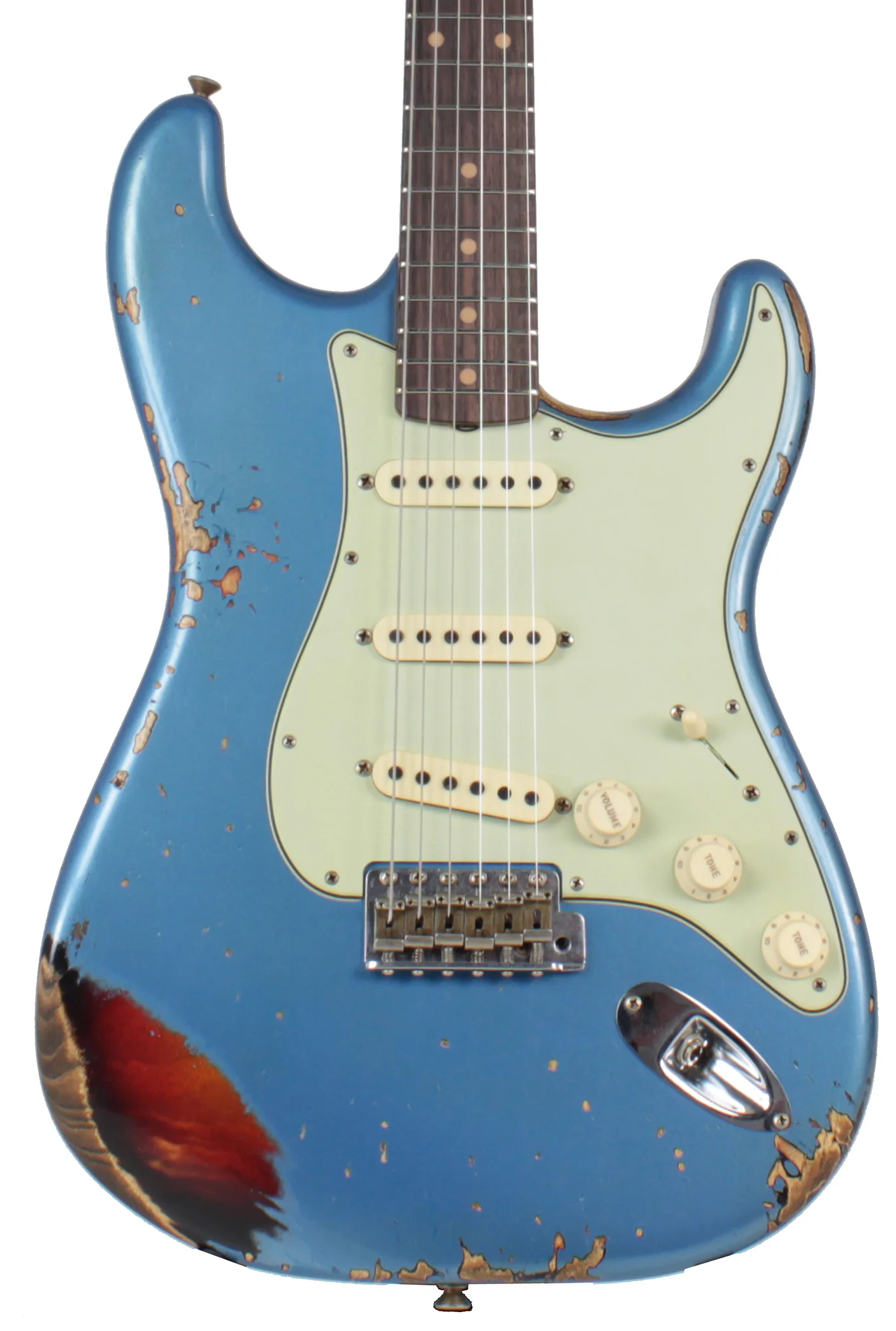 Fender Custom Shop 62 Heavy Relic Strat Guitar, Lake Placid Blue o/ 3TS - Image 3