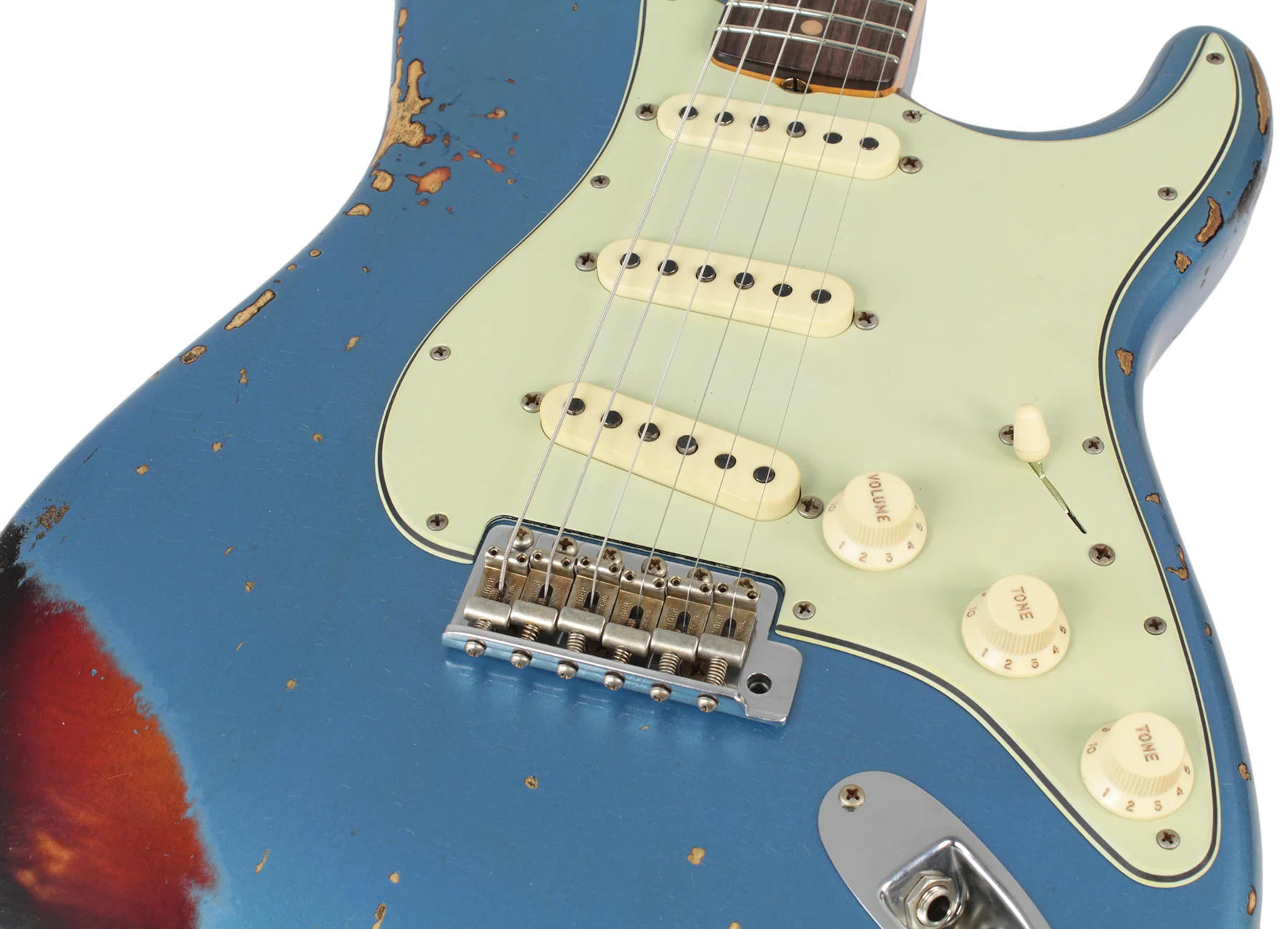 Fender Custom Shop 62 Heavy Relic Strat Guitar, Lake Placid Blue o/ 3TS - Image 6