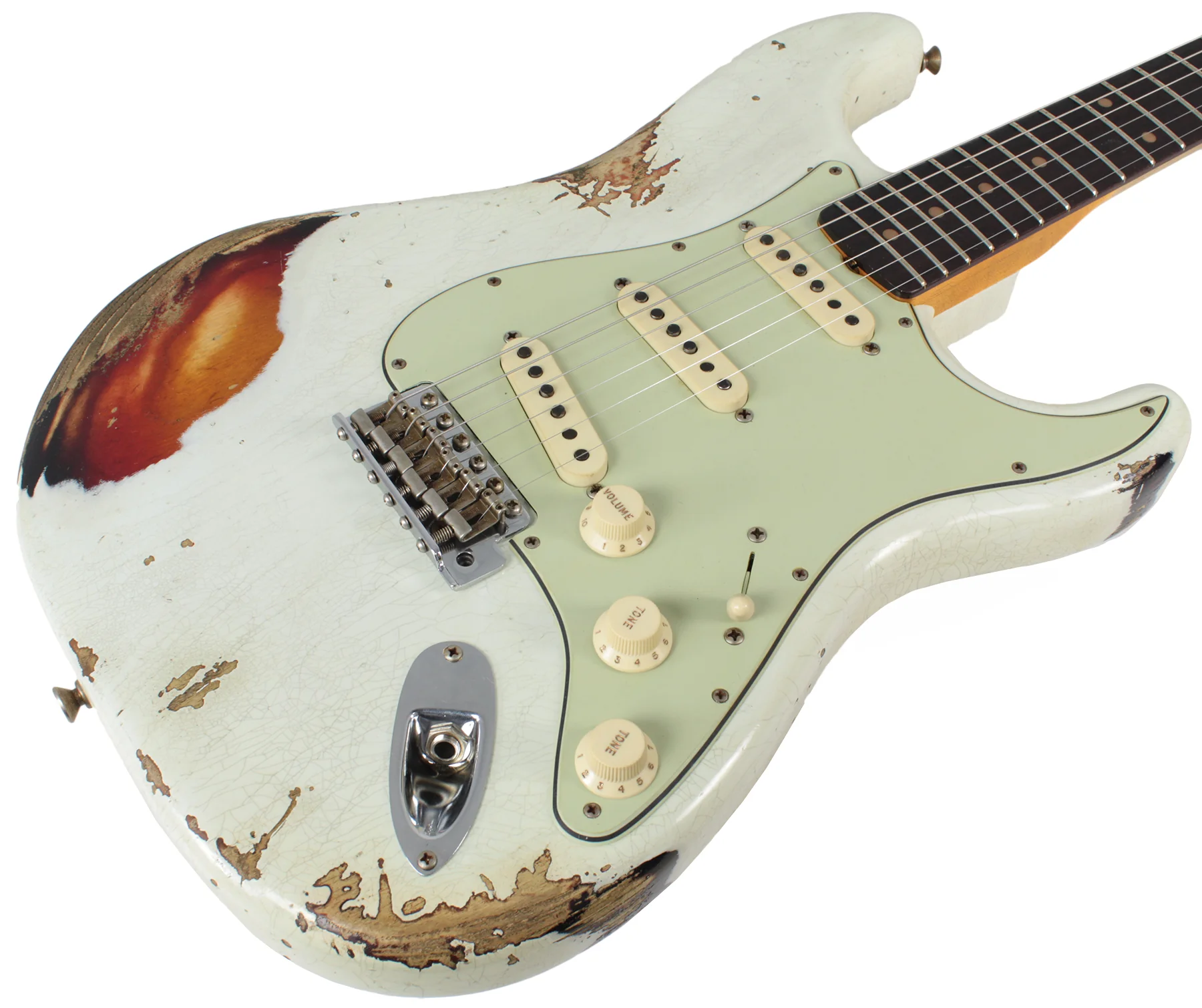 Fender Custom Shop 62 Heavy Relic Strat Guitar, Olympic White o/ 3TS - Image 2