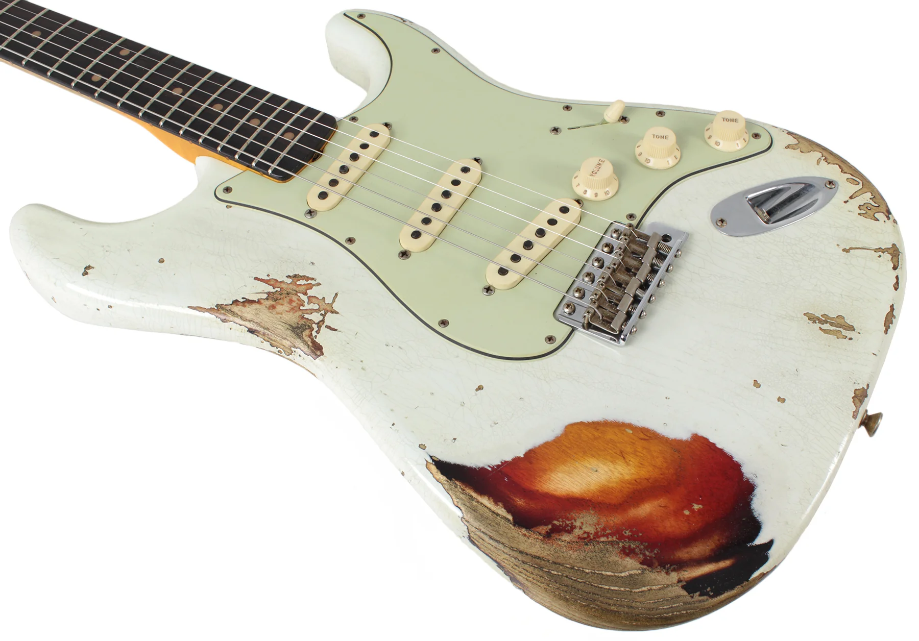 Fender Custom Shop 62 Heavy Relic Strat Guitar, Olympic White o/ 3TS - Image 7