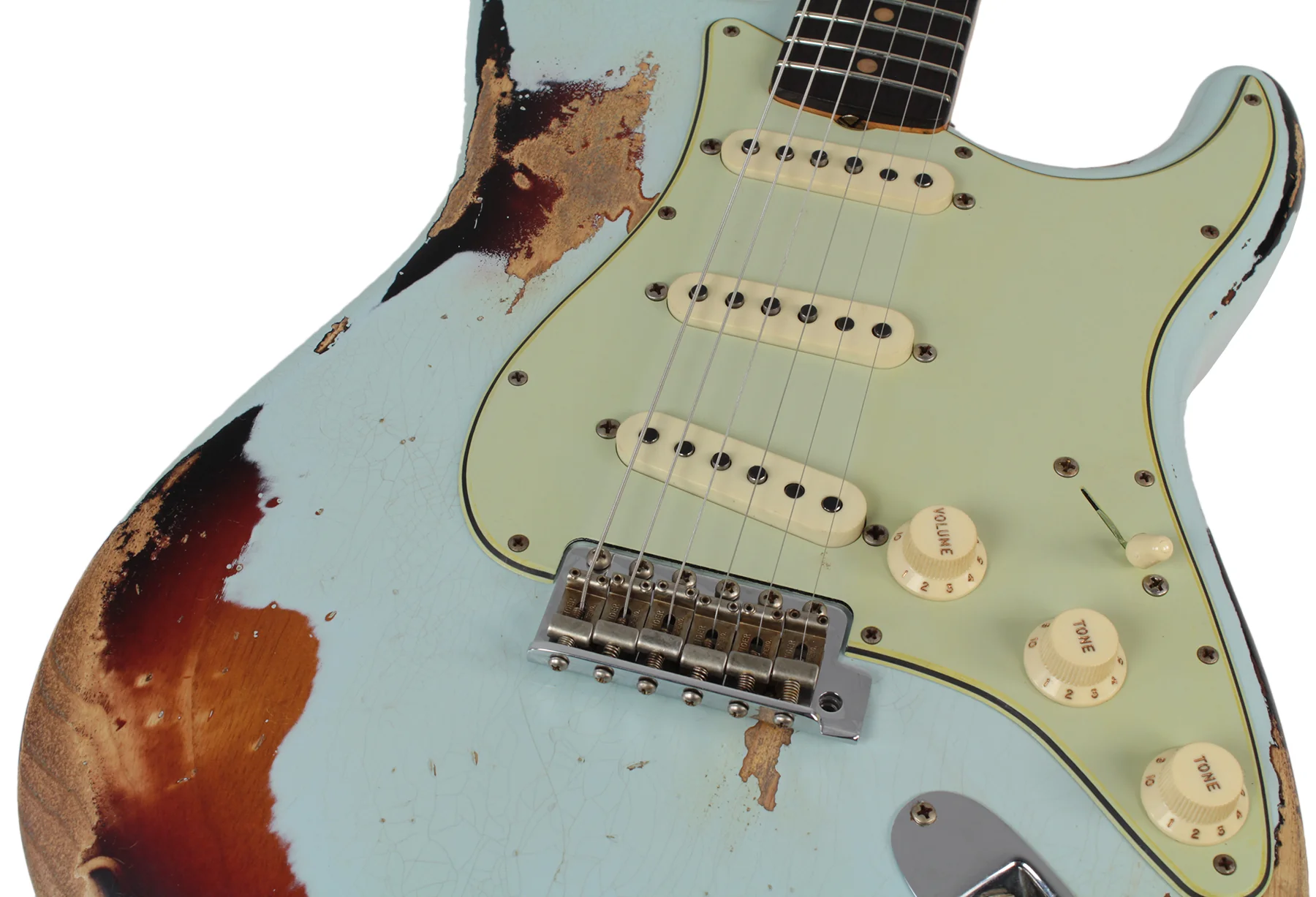Fender Custom Shop 62 Heavy Relic Strat Guitar, Sonic Blue o/ 3TS - Image 6