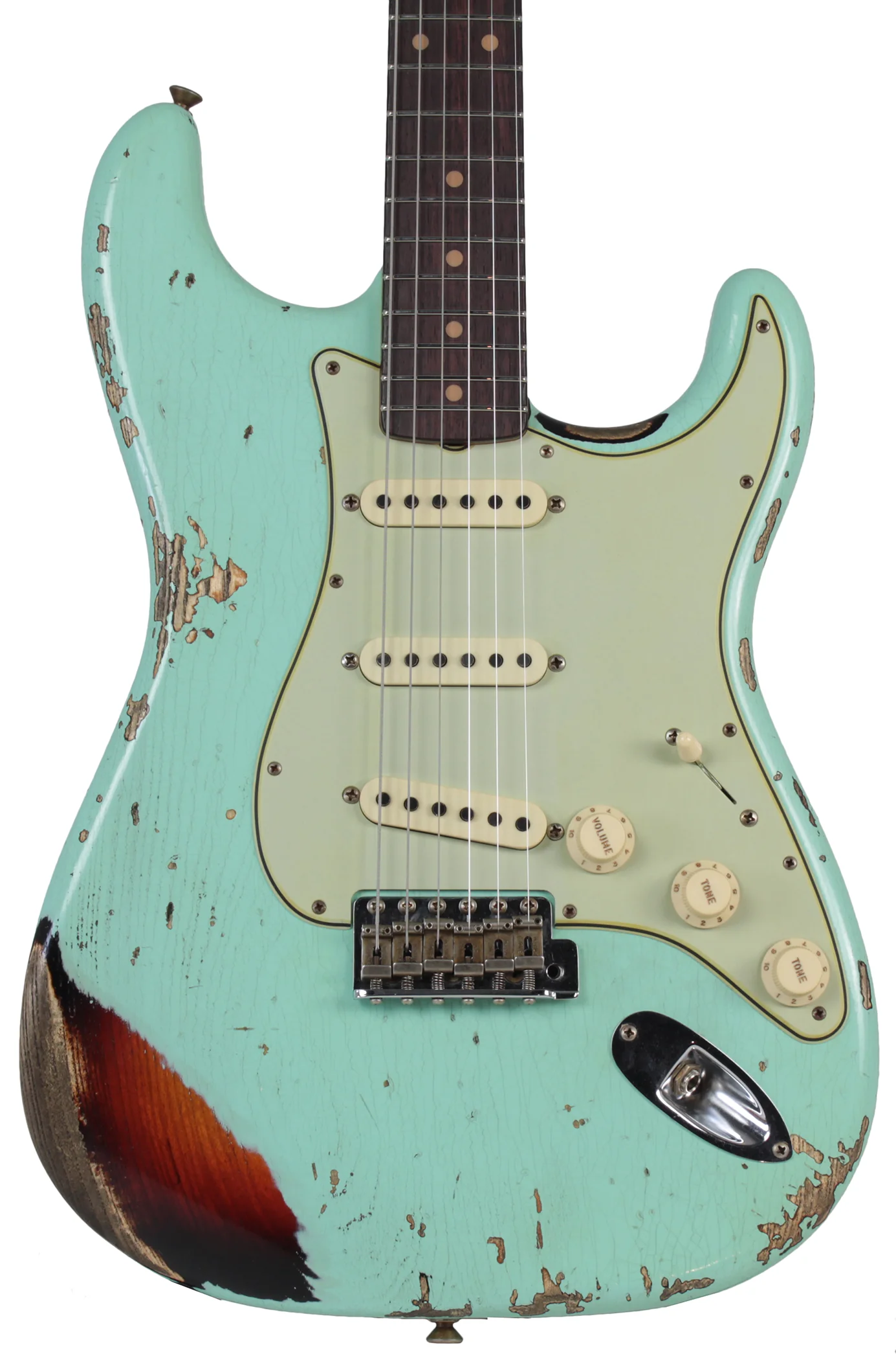 Fender Custom Shop 62 Heavy Relic Strat Guitar, Surf Green o/ 3TS - Image 3