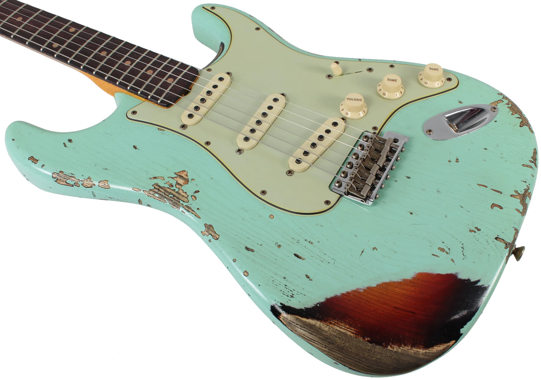 Fender Custom Shop 62 Heavy Relic Strat Guitar, Surf Green o/ 3TS - Image 7