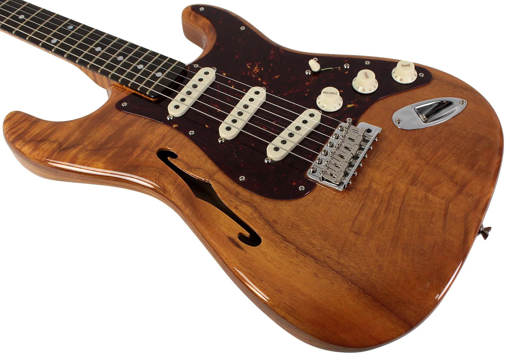 Fender Custom Shop Artisan Stratocaster, Thinline Roasted Ash Body, 4A Figured Koa Top - Image 4