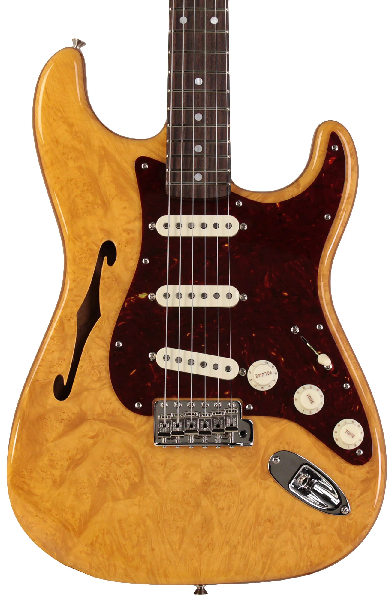 Fender Custom Shop Artisan Stratocaster, Thinline Roasted Ash Body With AAAA Maple Burl Top - Image 5