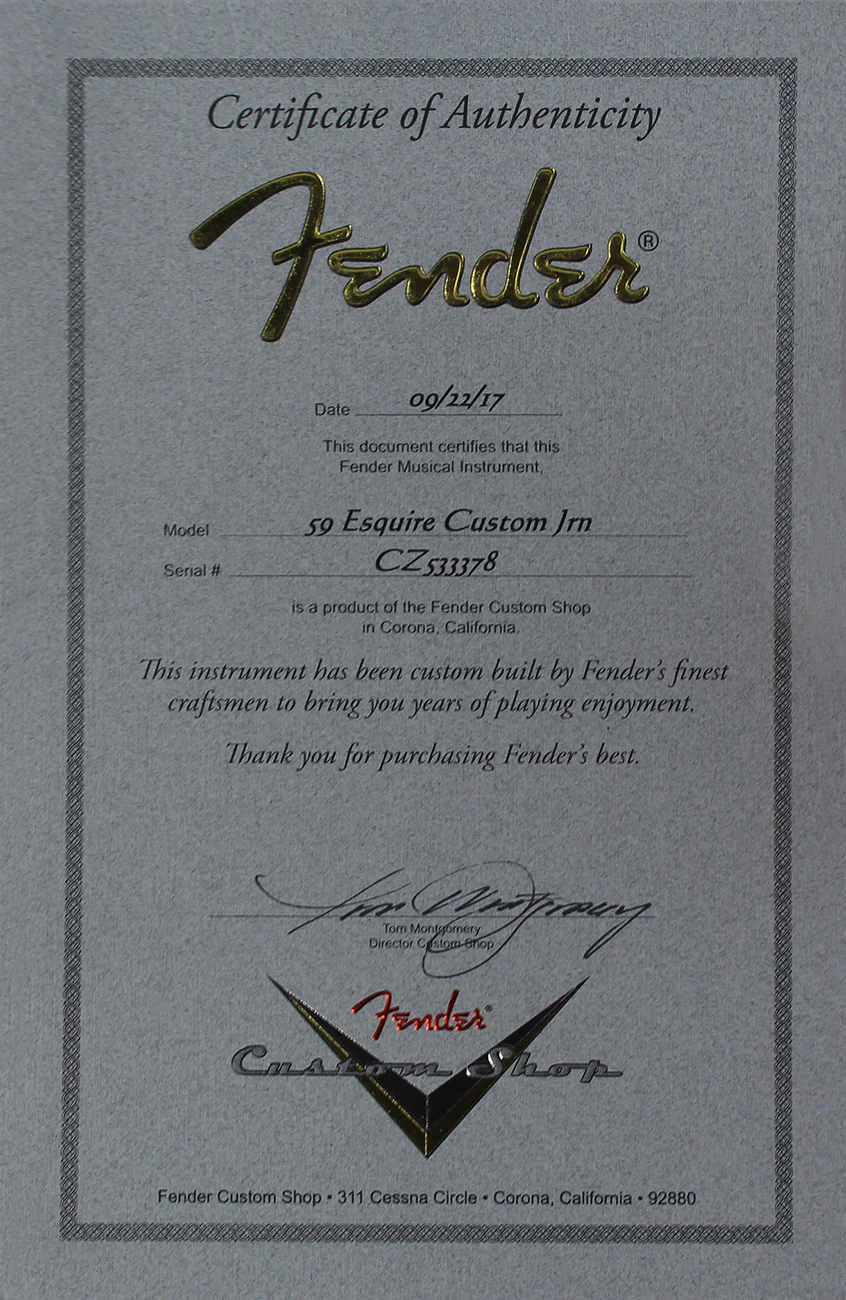 Fender Custom Shop Journeyman 1959 Custom Esquire, Lake Placid Blue - Image 10