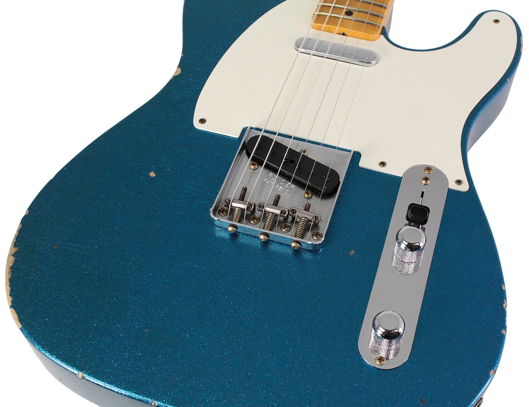 Fender Custom Shop Limited 1955 Telecaster, Relic, Aged Blue Sparkle - Image 3