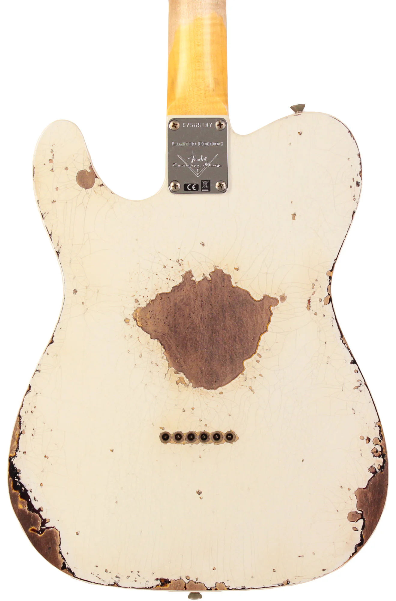Fender Custom Shop Limited 1960 Telecaster Custom, Heavy Relic, Aged Olympic White Over 3-Color Sunburst - Image 6
