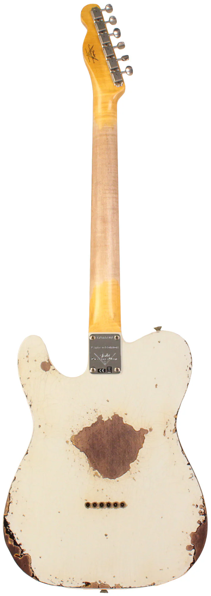 Fender Custom Shop Limited 1960 Telecaster Custom, Heavy Relic, Aged Olympic White Over 3-Color Sunburst - Image 7