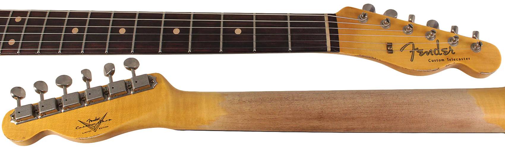 Fender Custom Shop Limited 1960 Telecaster Custom, Heavy Relic, Aged Olympic White Over 3-Color Sunburst - Image 8