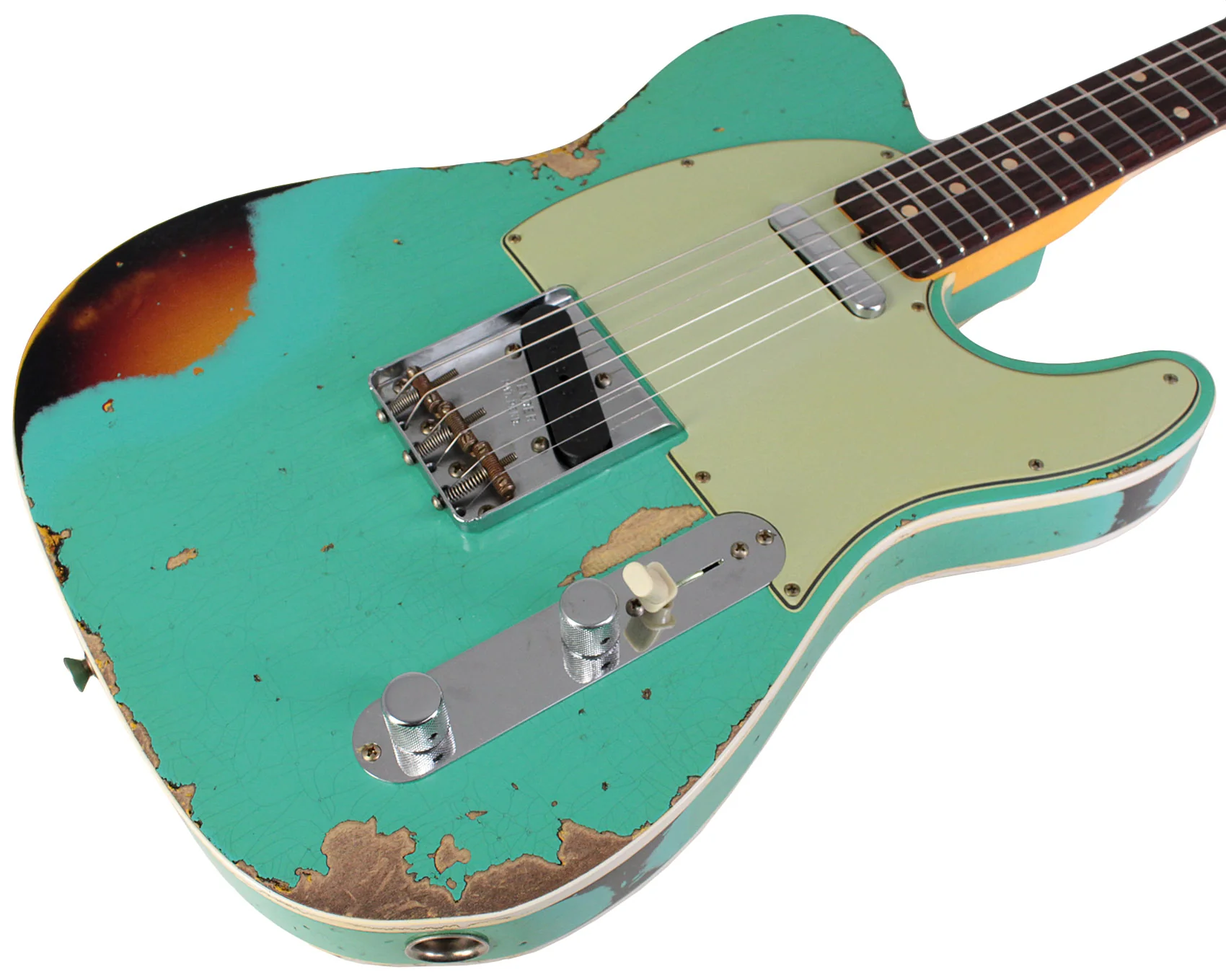 Fender Custom Shop Limited 1960 Telecaster Custom, Heavy Relic, Aged Sea Foam Green Over 3-Color Sunburst - Image 2