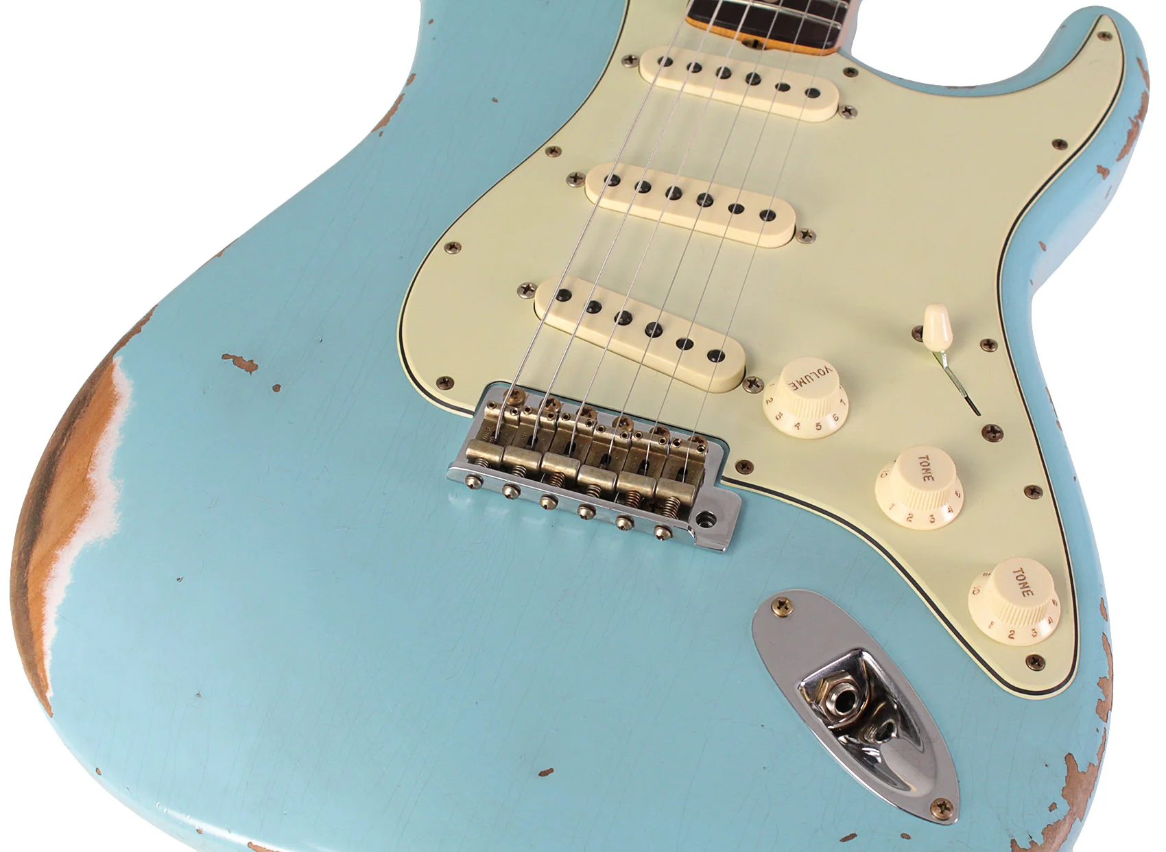 Fender Custom Shop Limited 1963 Stratocaster, Heavy Relic, Faded Aged Daphne Blue - Image 3