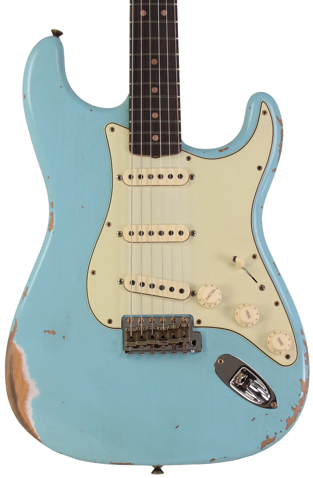Fender Custom Shop Limited 1963 Stratocaster, Heavy Relic, Faded Aged Daphne Blue - Image 6