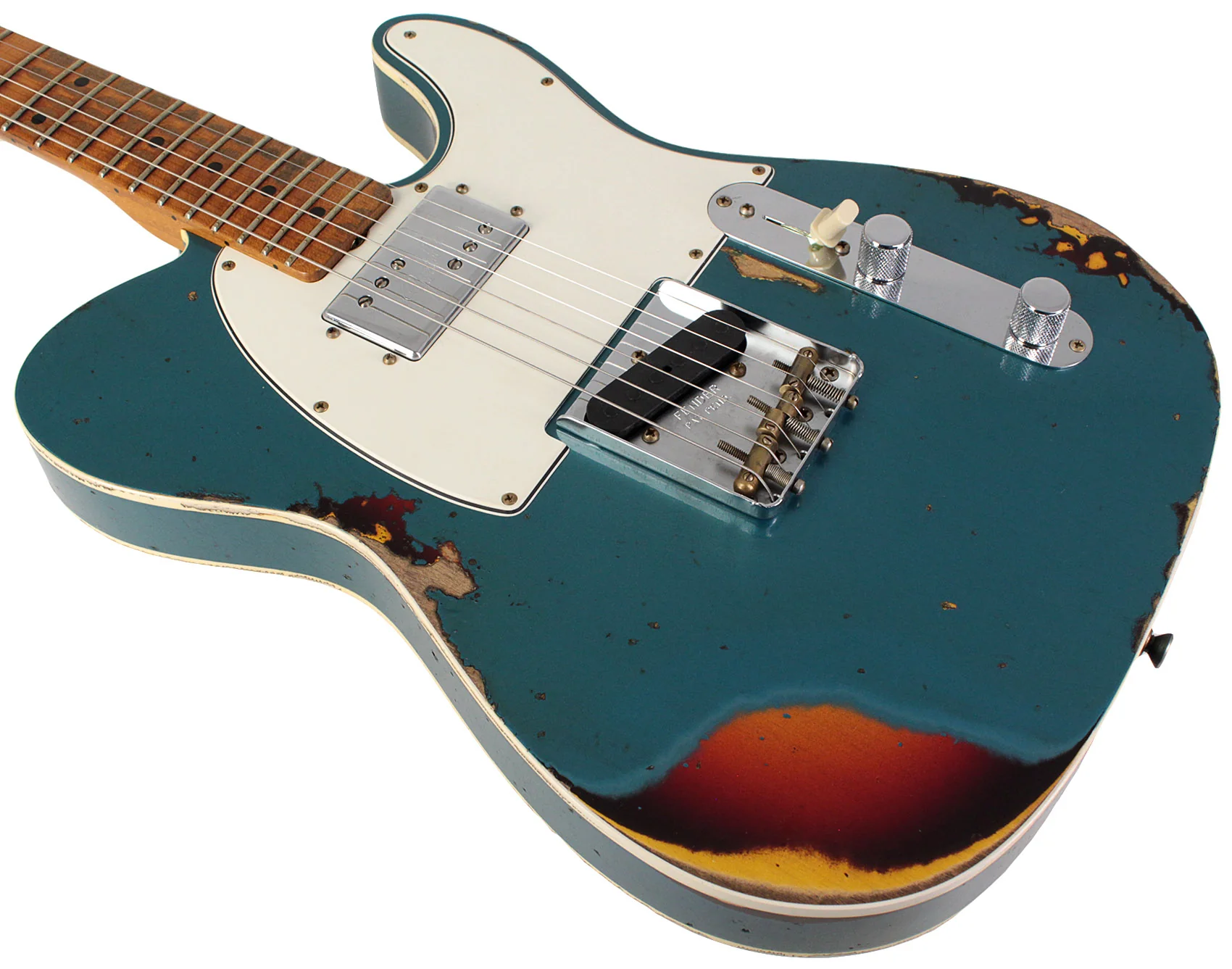 Fender Custom Shop Limited Red Hot Cunife Tele, Heavy Relic, Aged Ocean Turquoise Over Chocolate 3TS - Image 4