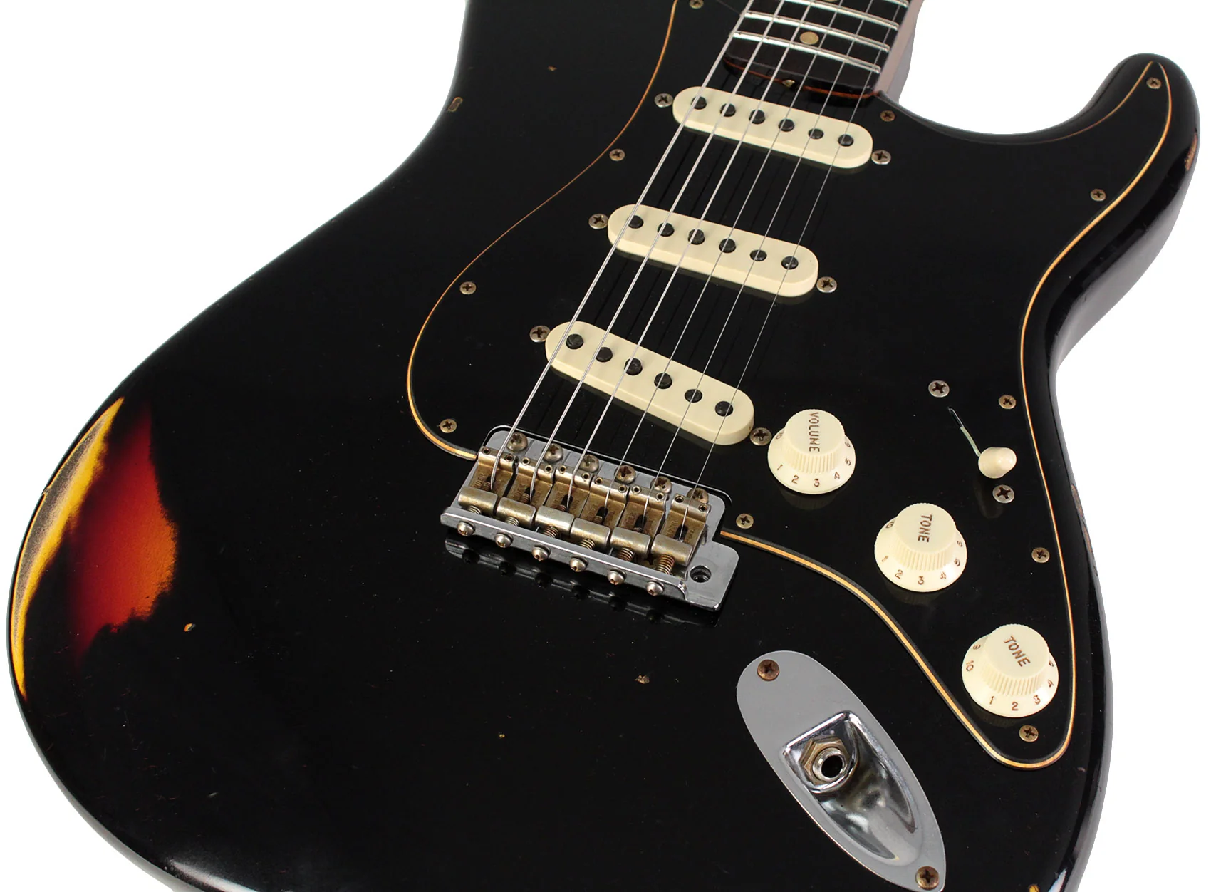 Fender Custom Shop Limited Dual-Mag II Strat Relic Guitar, Aged Black 3 Color Sunburst - Image 3