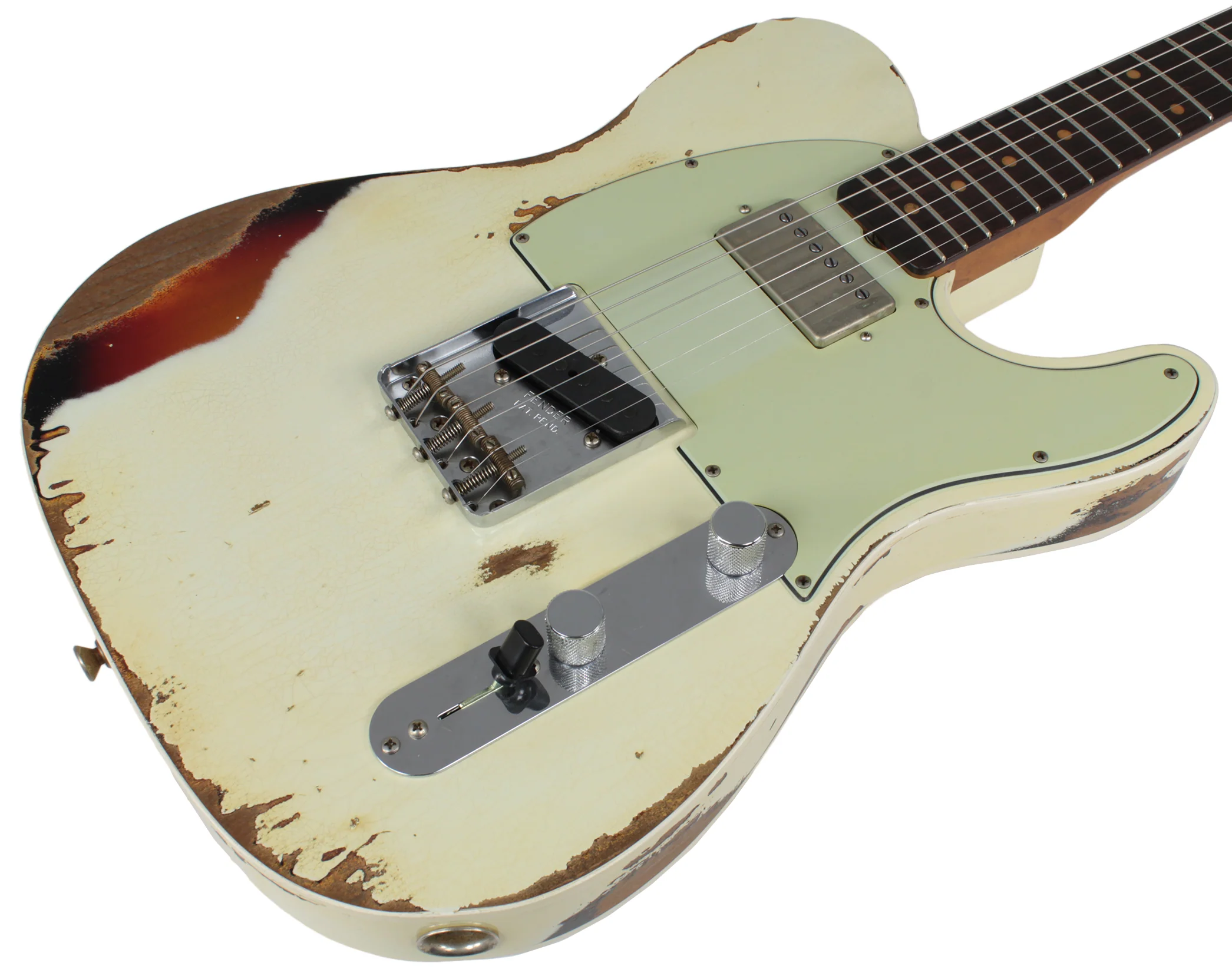 Fender Custom Shop Ltd Heavy Relic Reverse Custom HS Tele, Olympic White o/ 3TS - Image 5