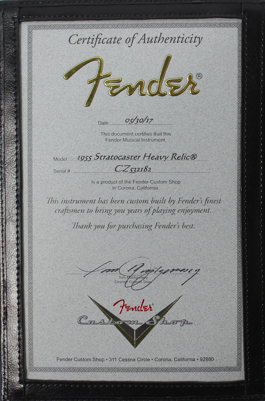 Fender Custom Shop 1955 Heavy Relic Stratocaster - Aged Black over 2-Tone - Image 13