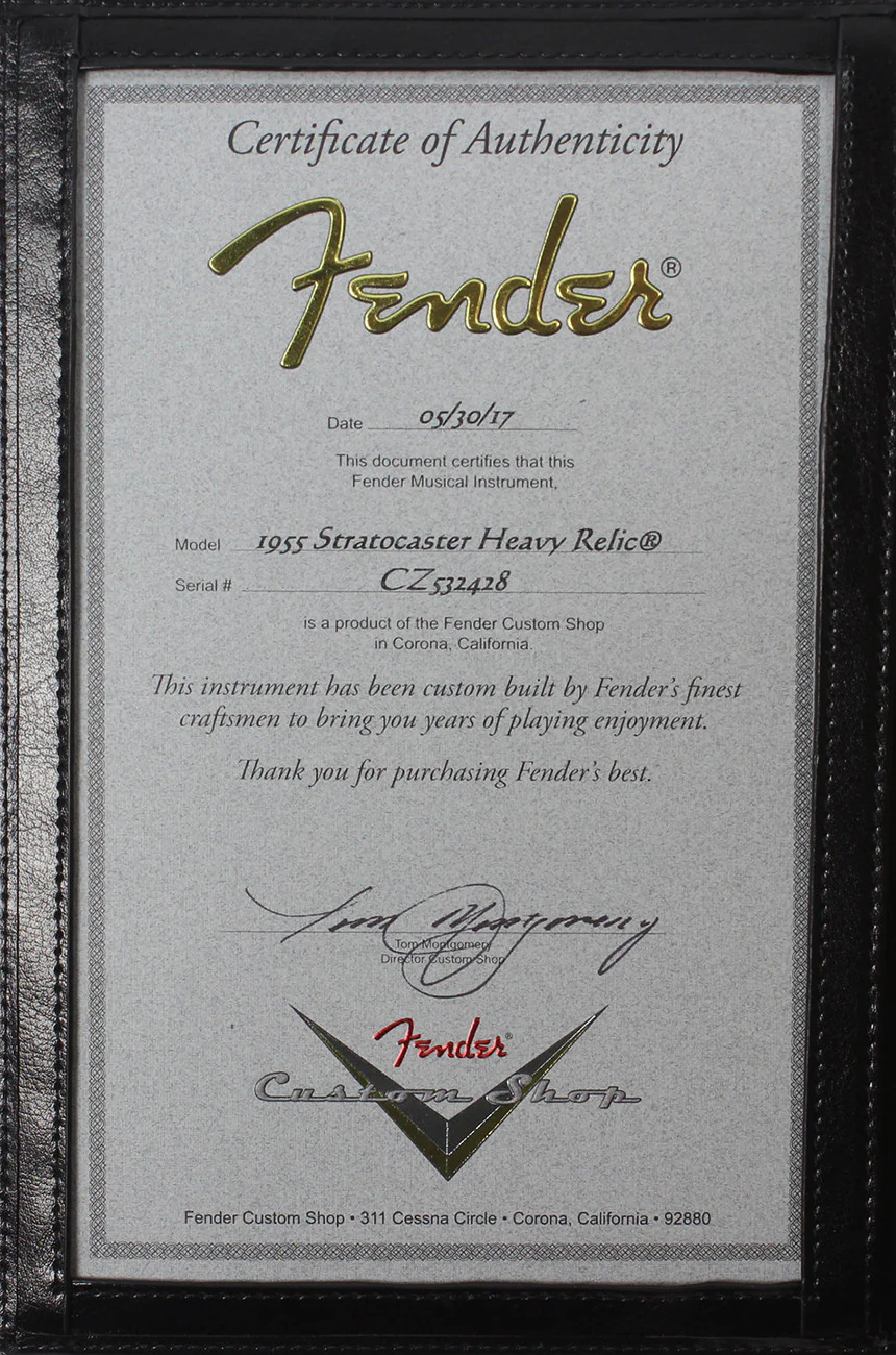 Fender Custom Shop 1955 Heavy Relic Stratocaster - Aged Black over 2-Tone - Image 12
