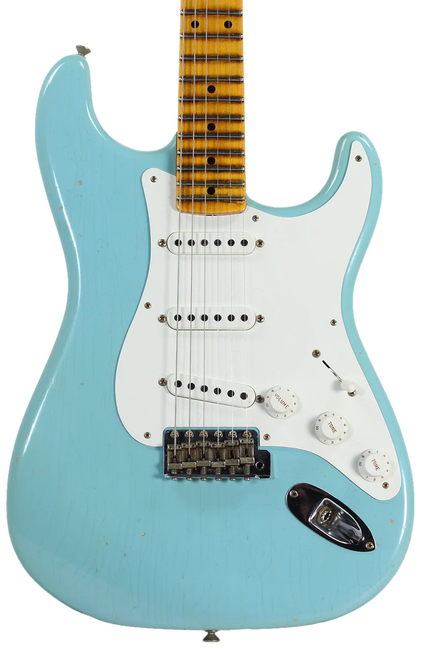 Fender Custom Shop 1955 Journeyman Relic Stratocaster - Aged Daphne Blue - NAMM - Image 3
