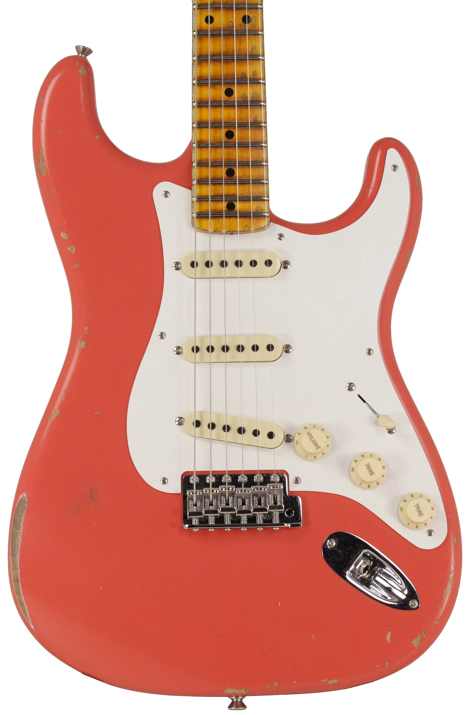 Fender Custom Shop 1956 Relic Strat Guitar, Faded, Aged Tahitian Coral - Image 6