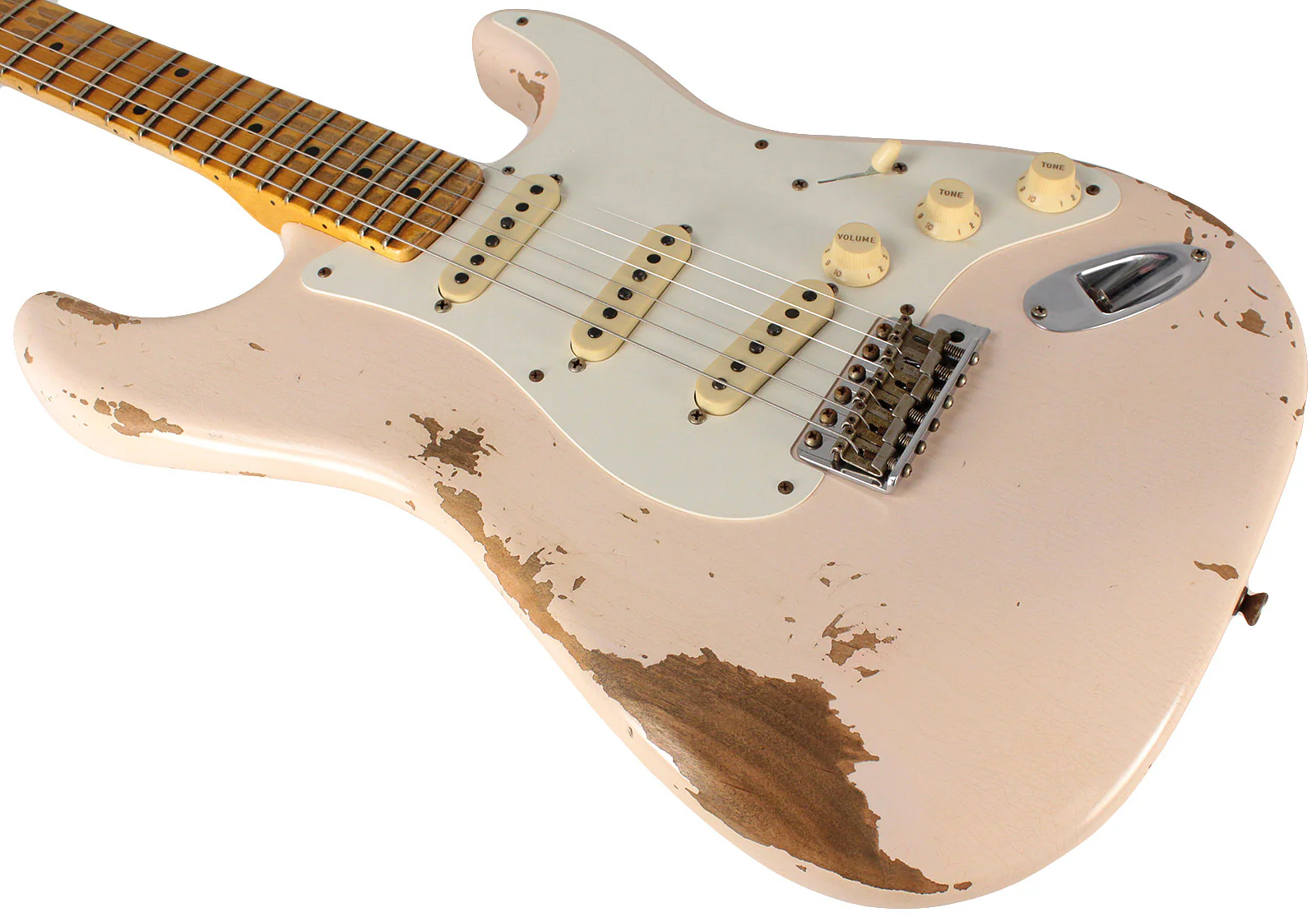 Fender Custom Shop 1956 Heavy Relic Strat Guitar, Super Faded, Aged Shell Pink - Image 4