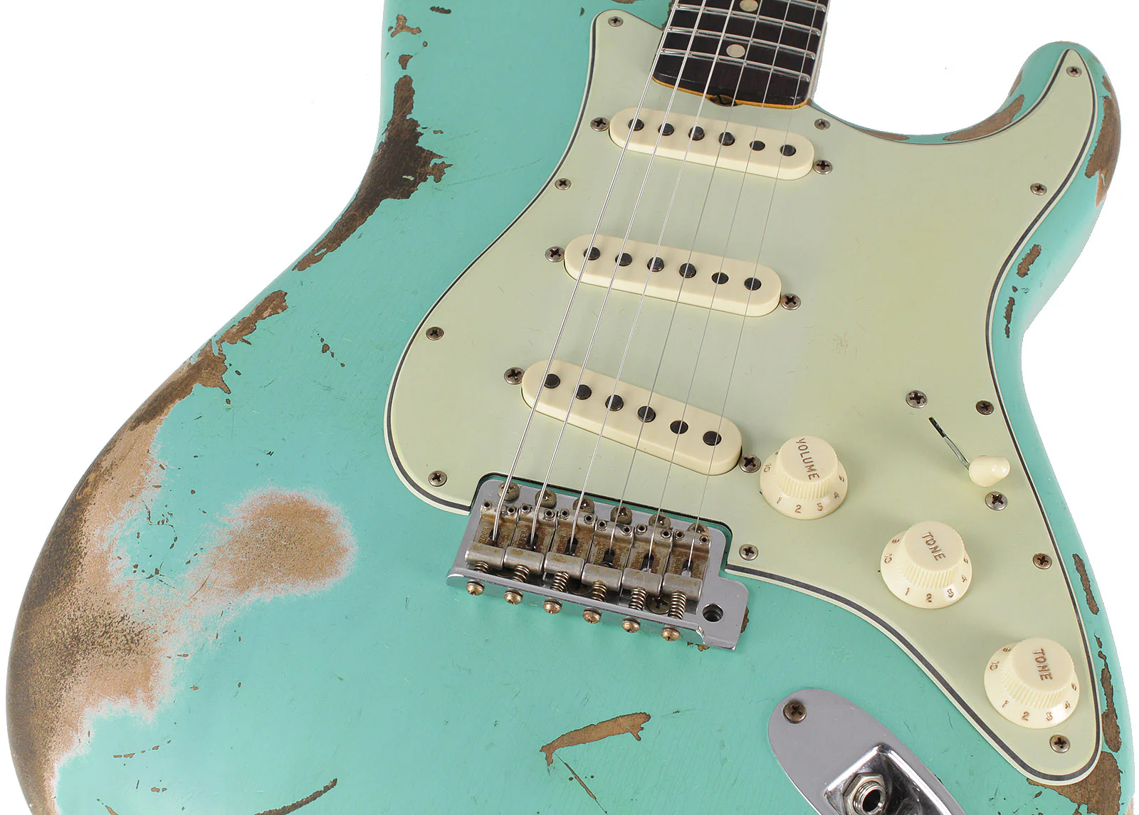 Fender Custom Shop 1960 Relic Stratocaster, Faded, Aged Sea Foam Green - Image 3