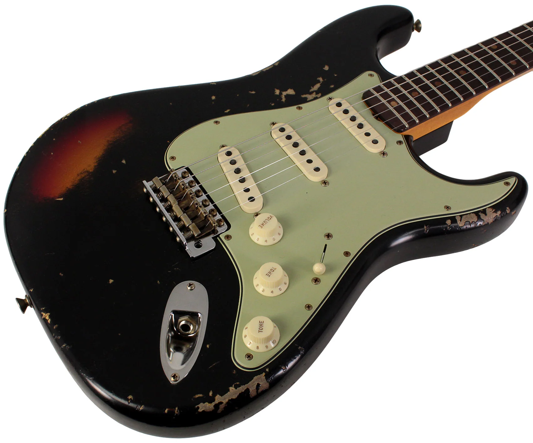 Fender Custom Shop 1960 Stratocaster, Heavy Relic, Aged Black over 3-color Sunburst - Image 2