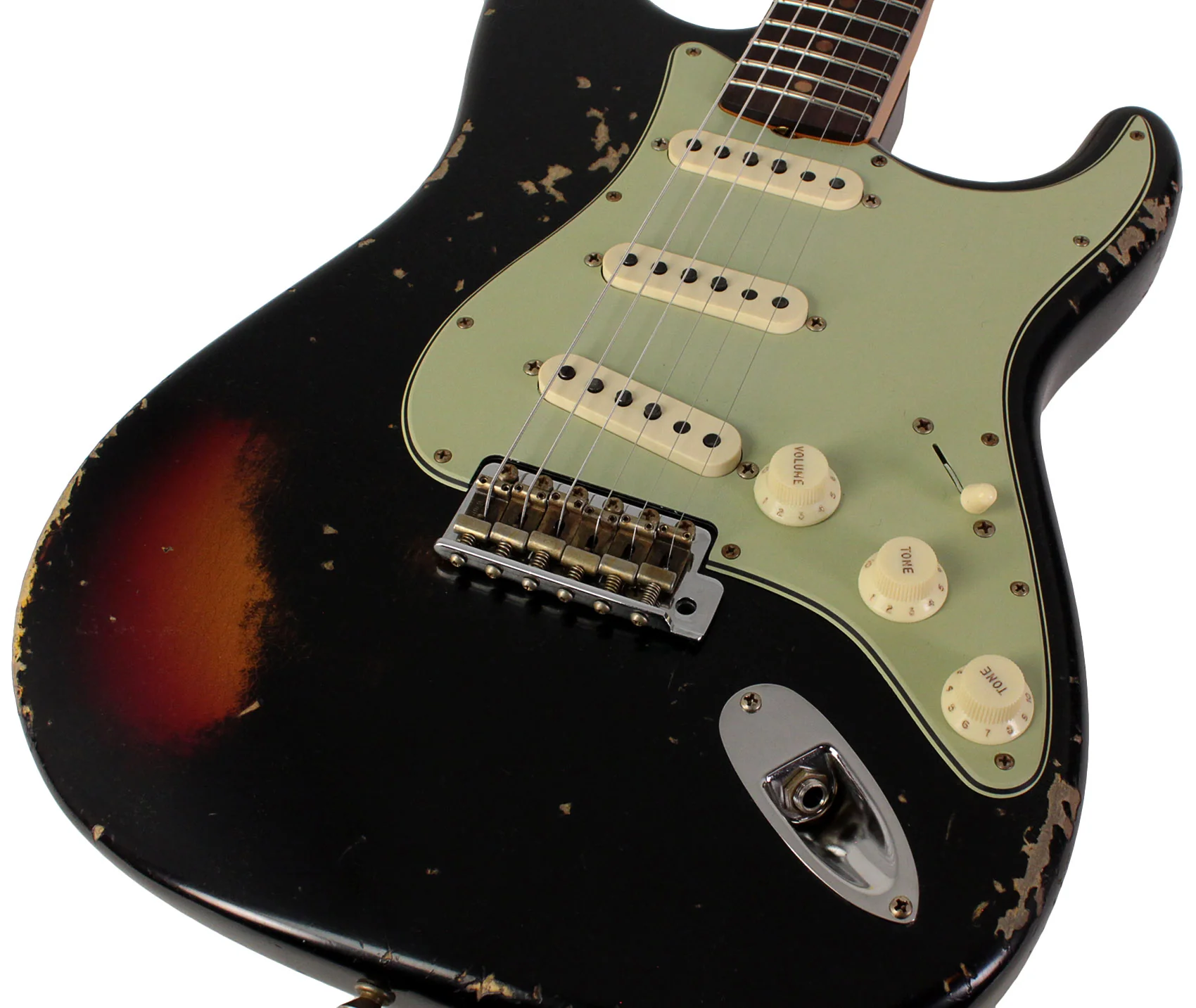 Fender Custom Shop 1960 Stratocaster, Heavy Relic, Aged Black over 3-color Sunburst - Image 3