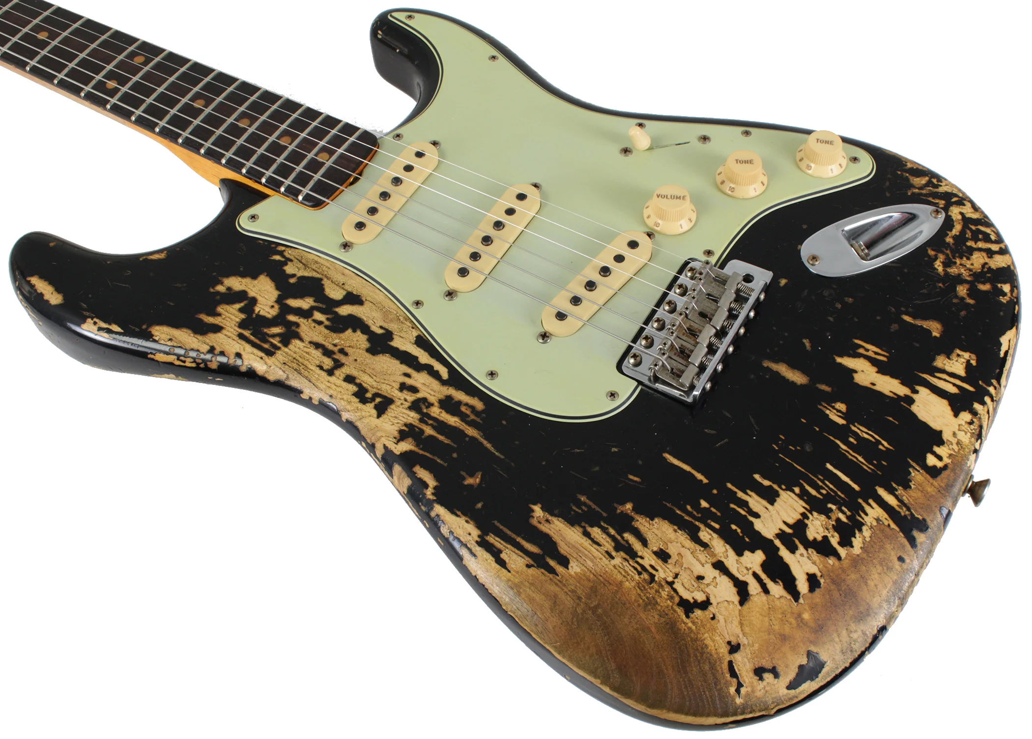 Fender Custom Shop 1963 Super Heavy Relic Stratocaster - Super Faded Aged Black - Image 4