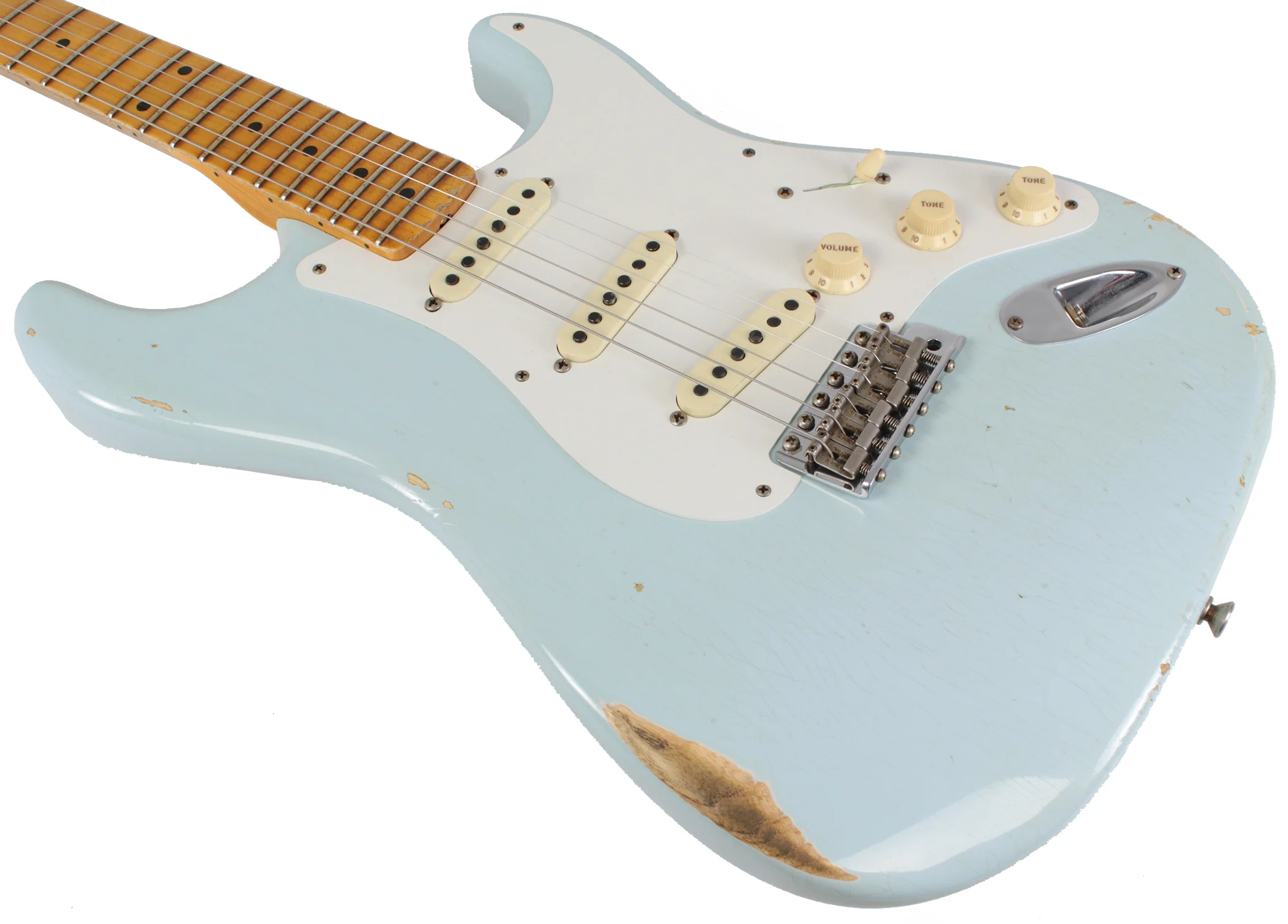 Fender Custom Shop 1956 Relic Strat Guitar, Faded Sonic Blue - Image 4