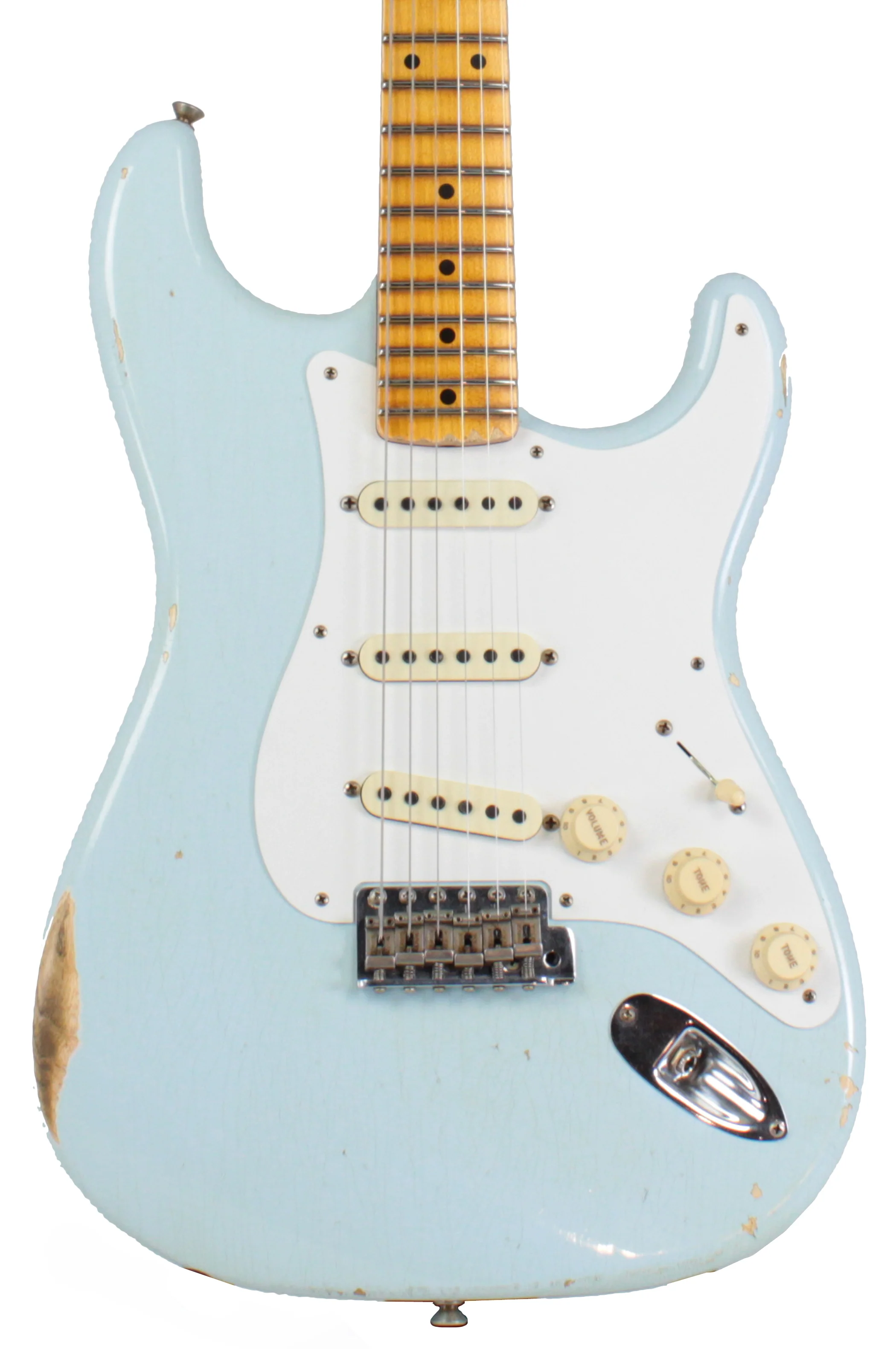 Fender Custom Shop 1956 Relic Strat Guitar, Faded Sonic Blue - Image 5