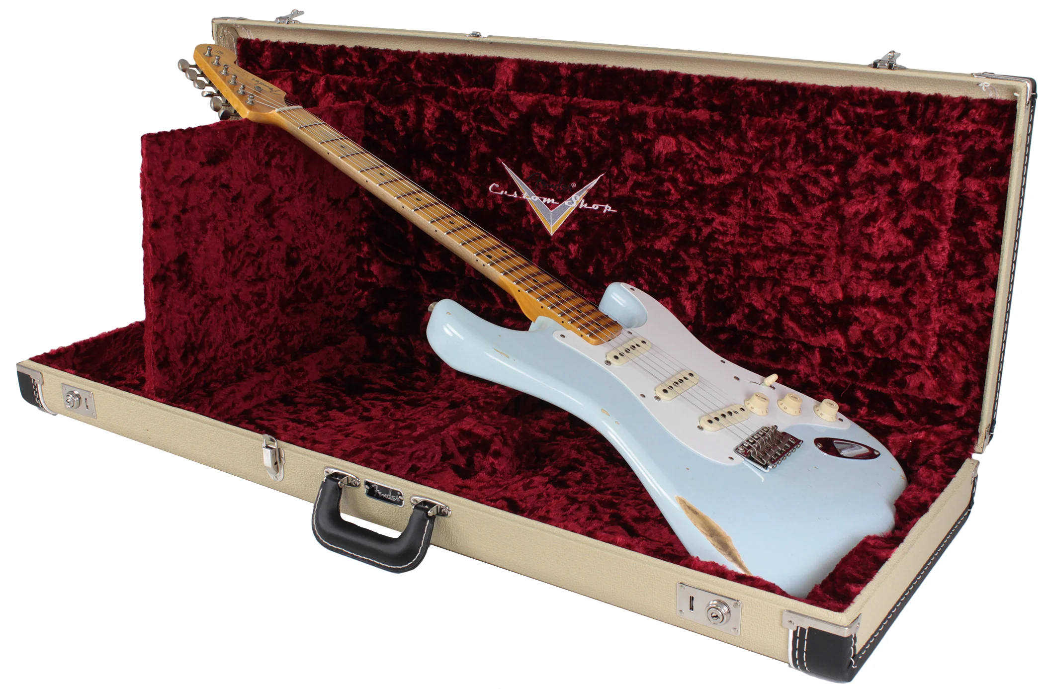 Fender Custom Shop 1956 Relic Strat Guitar, Faded Sonic Blue - Image 9