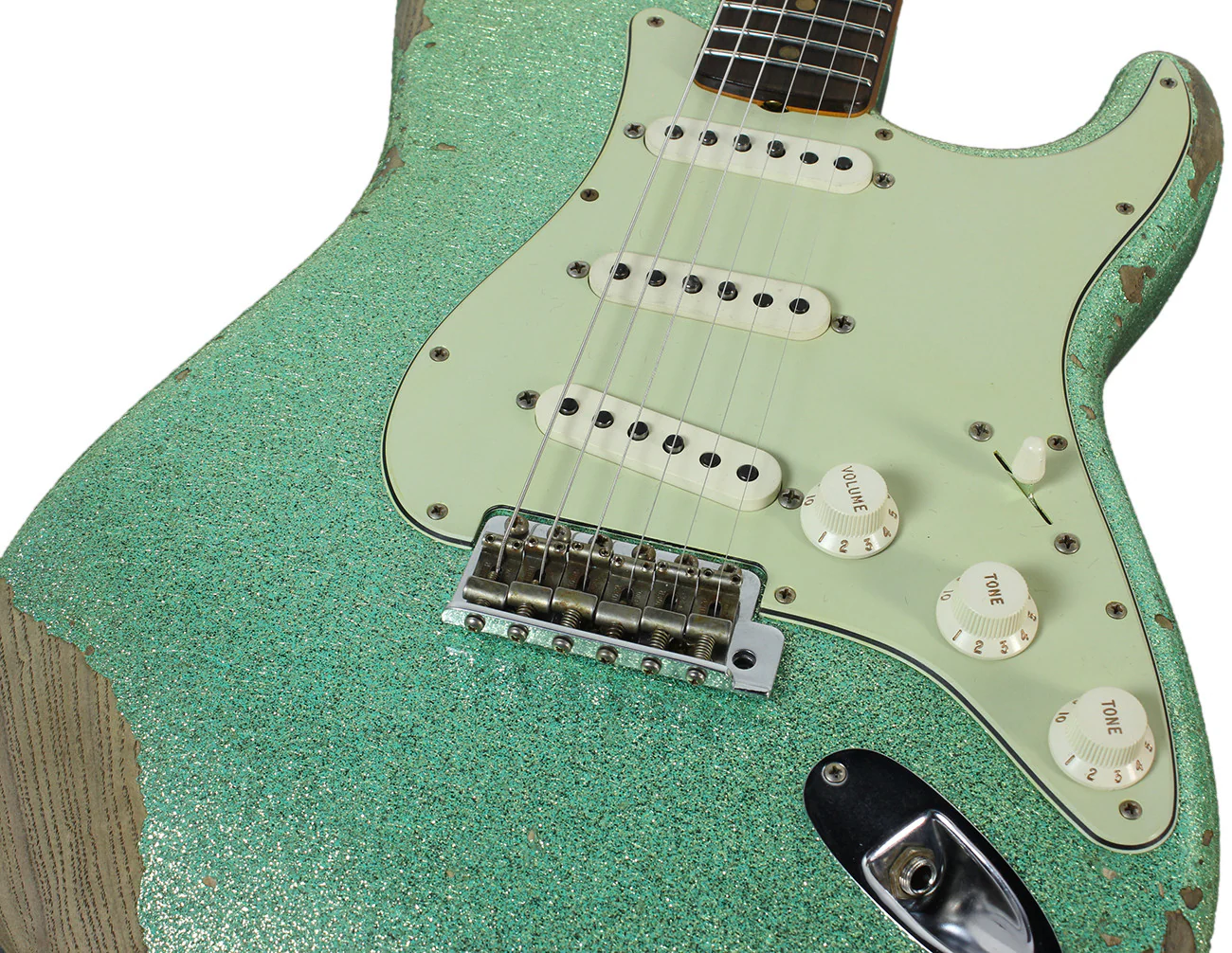 Fender Custom Shop 60s Heavy Relic Compound Radius Strat - Sea Foam Green Sparkle - NAMM - Image 7
