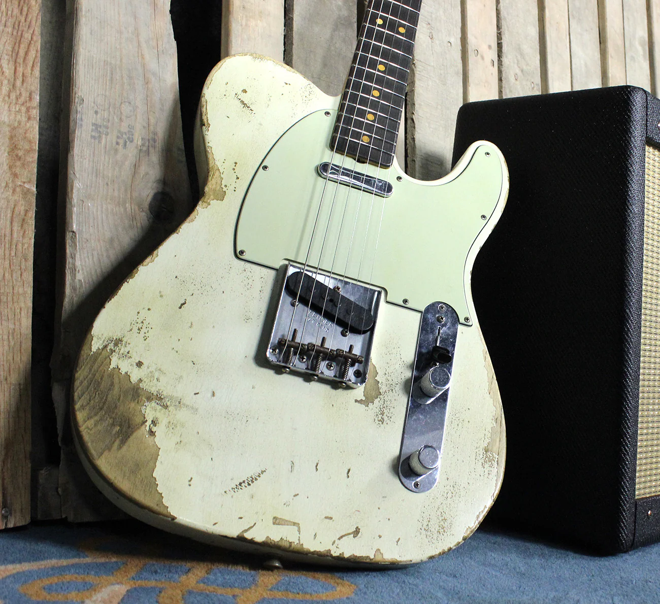 Fender Custom Shop 63 Heavy Relic Compound Radius Tele - Aged Olympic White - NAMM - Image 15