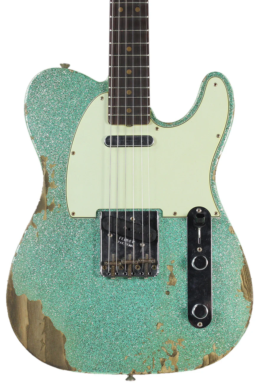 Fender Custom Shop 60s Heavy Relic Compound Radius Tele - Sea Foam Green Sparkle - NAMM - Image 3