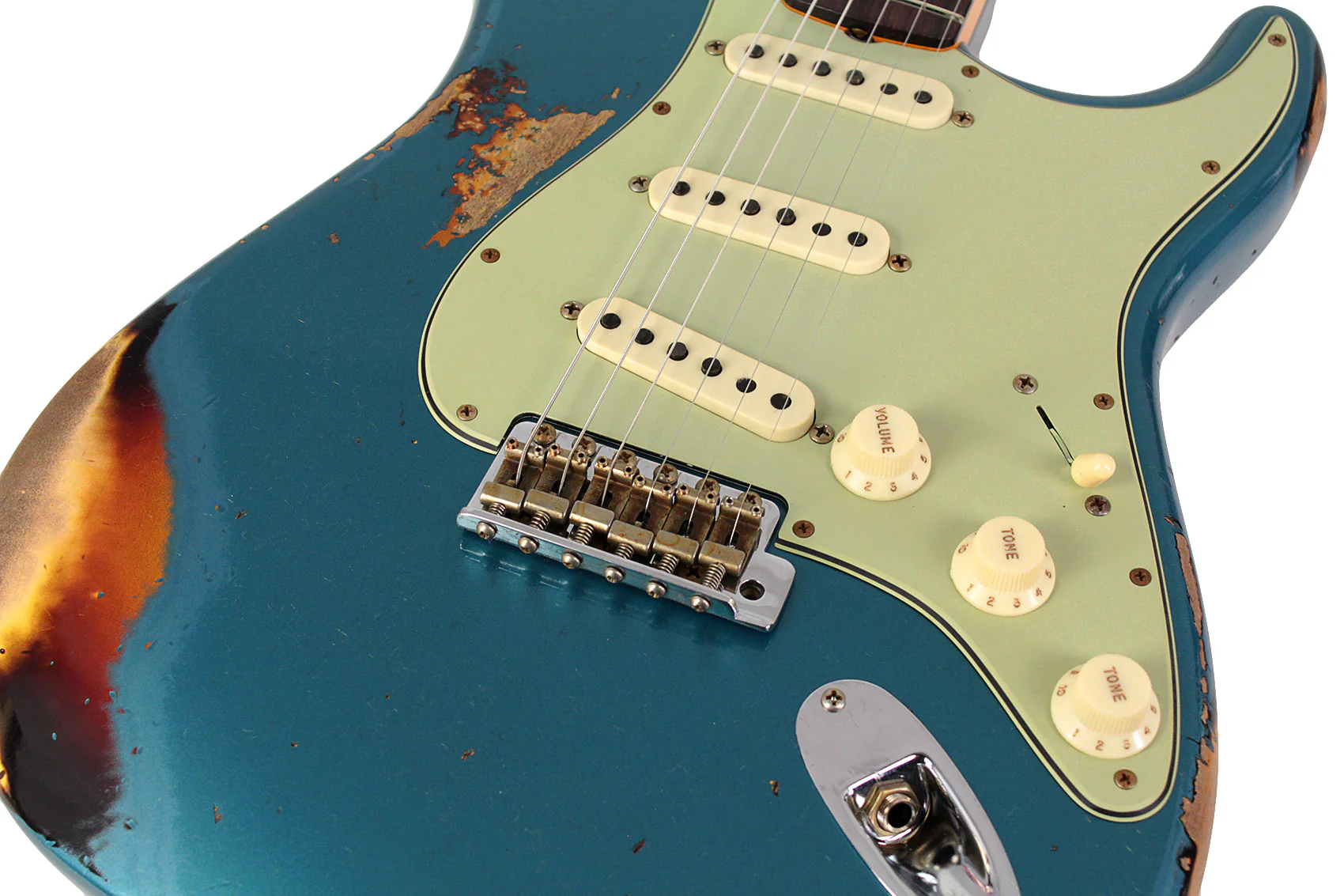 Fender Custom Shop '61 Strat, Heavy Relic, Aged Ocean Turquoise over 3-Color Burst - Image 3