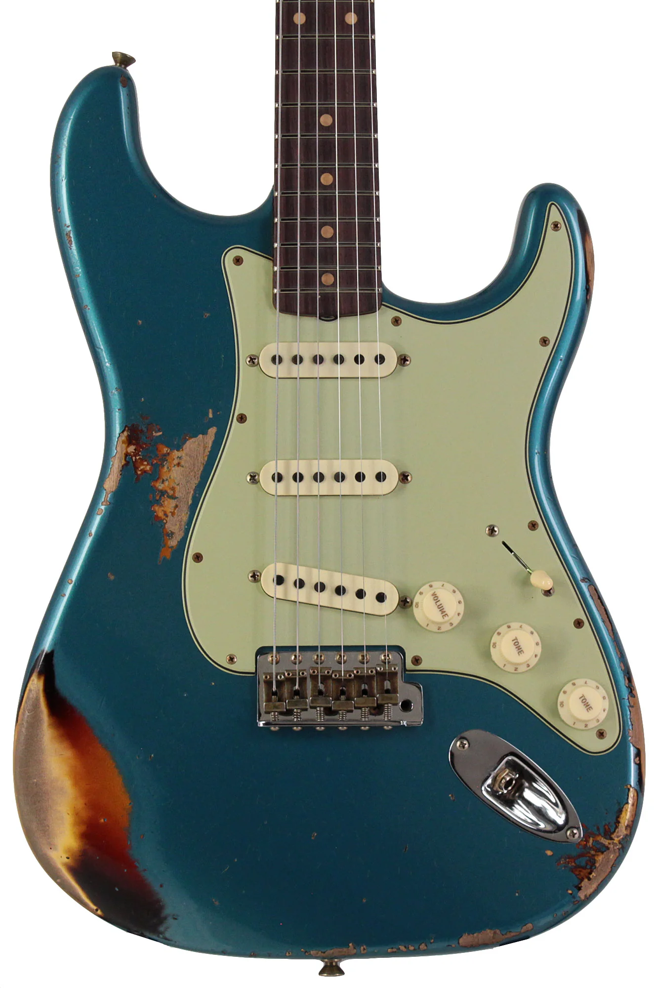 Fender Custom Shop '61 Strat, Heavy Relic, Aged Ocean Turquoise over 3-Color Burst - Image 5