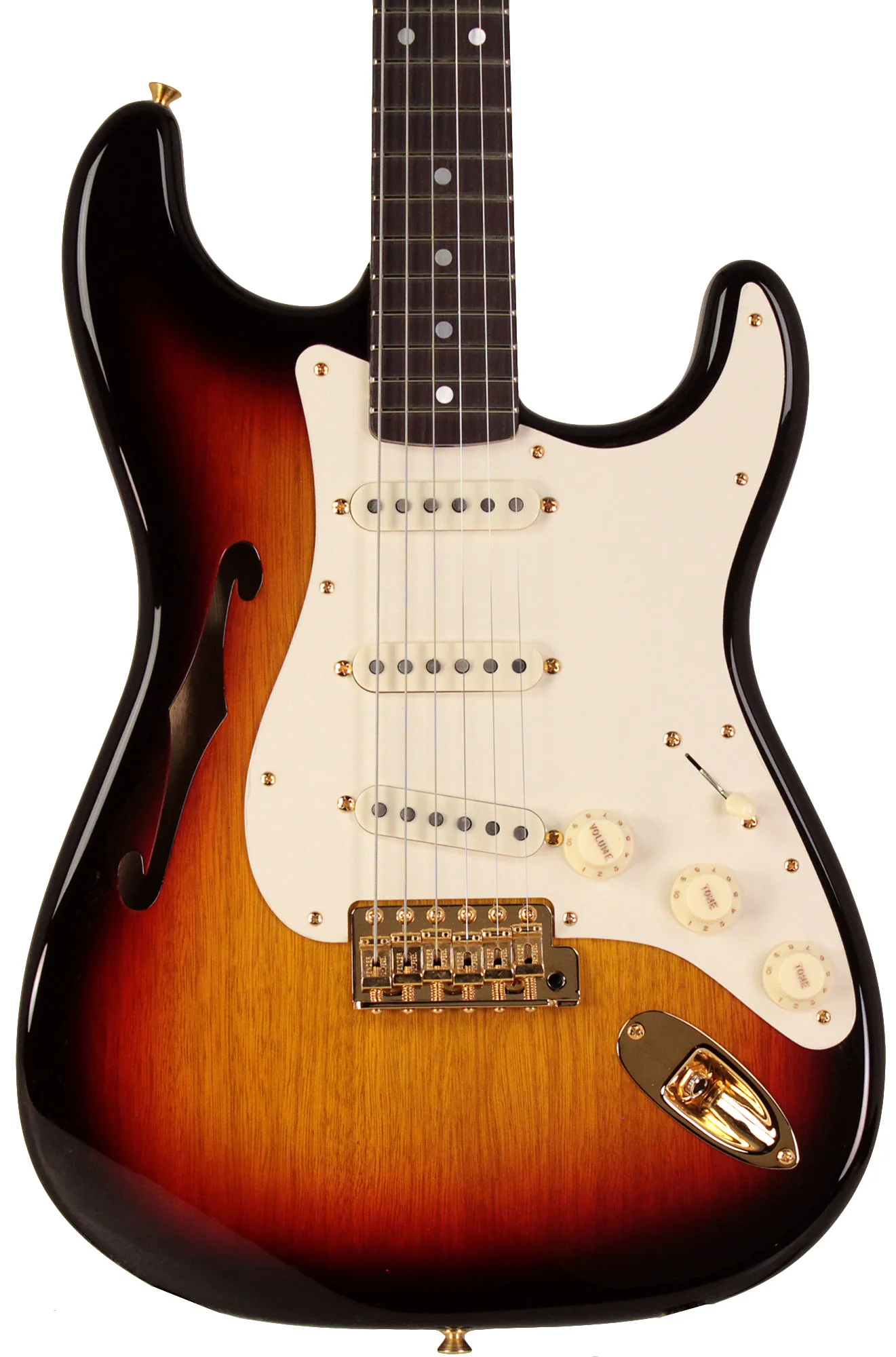 Fender Custom Shop Artisan Korina Thinline Stratocaster, Chocolate 3-Tone Sunburst - Image 5