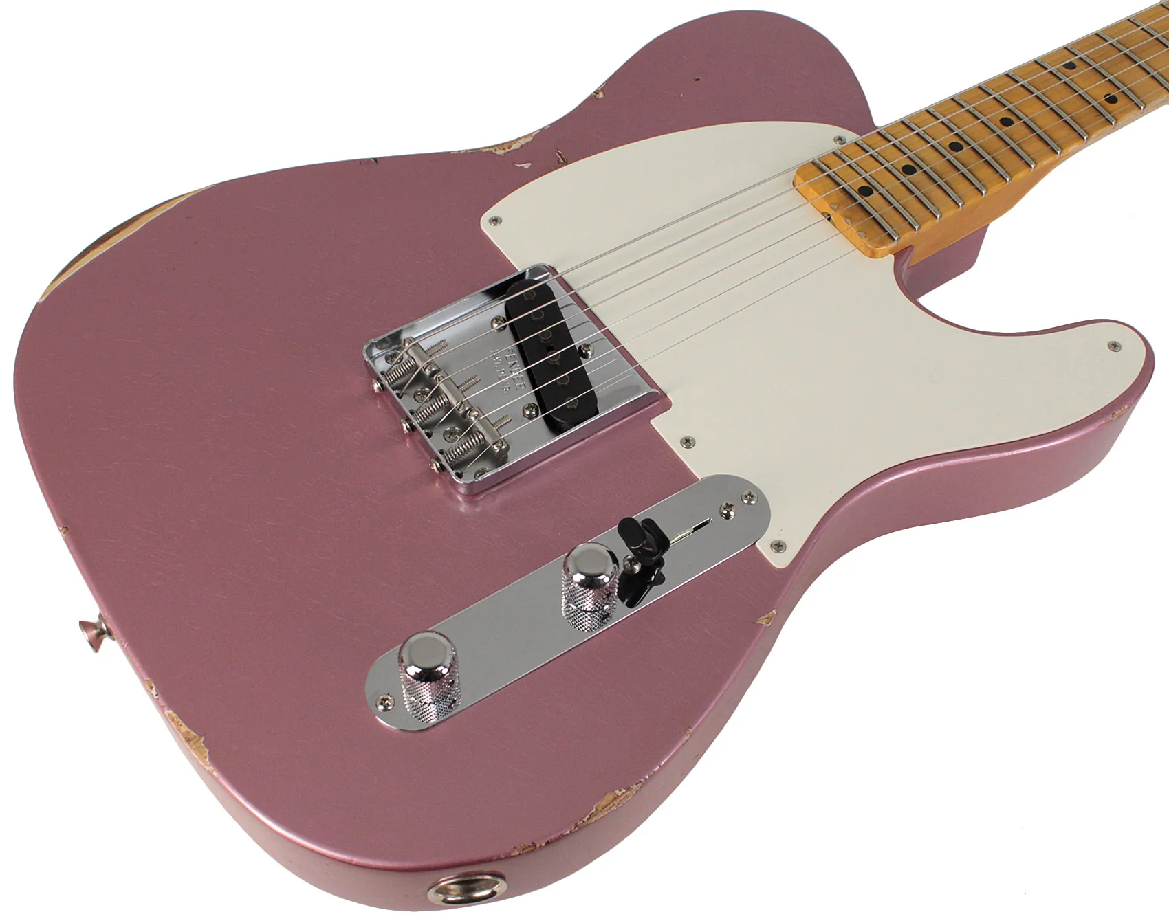 Fender Custom Shop 1956 Esquire Relic, Super Faded Burgundy Mist Metallic - Image 2